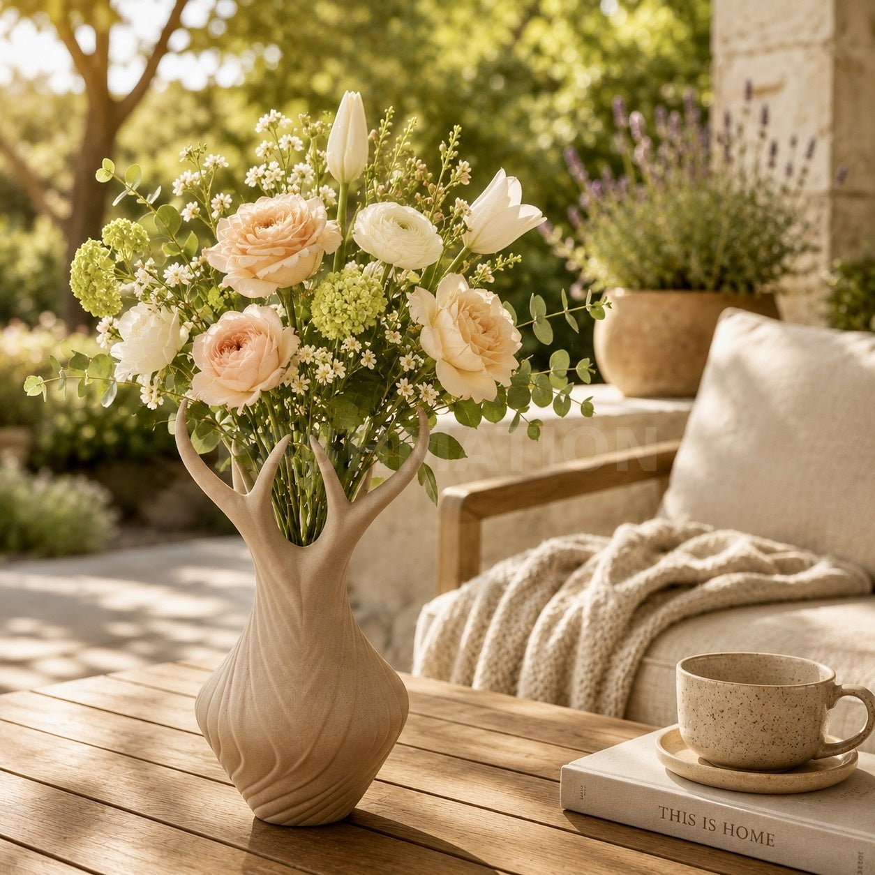 Antler Grace Vase: 9.5" Modern Cabin Decor Centerpiece by Pashmation