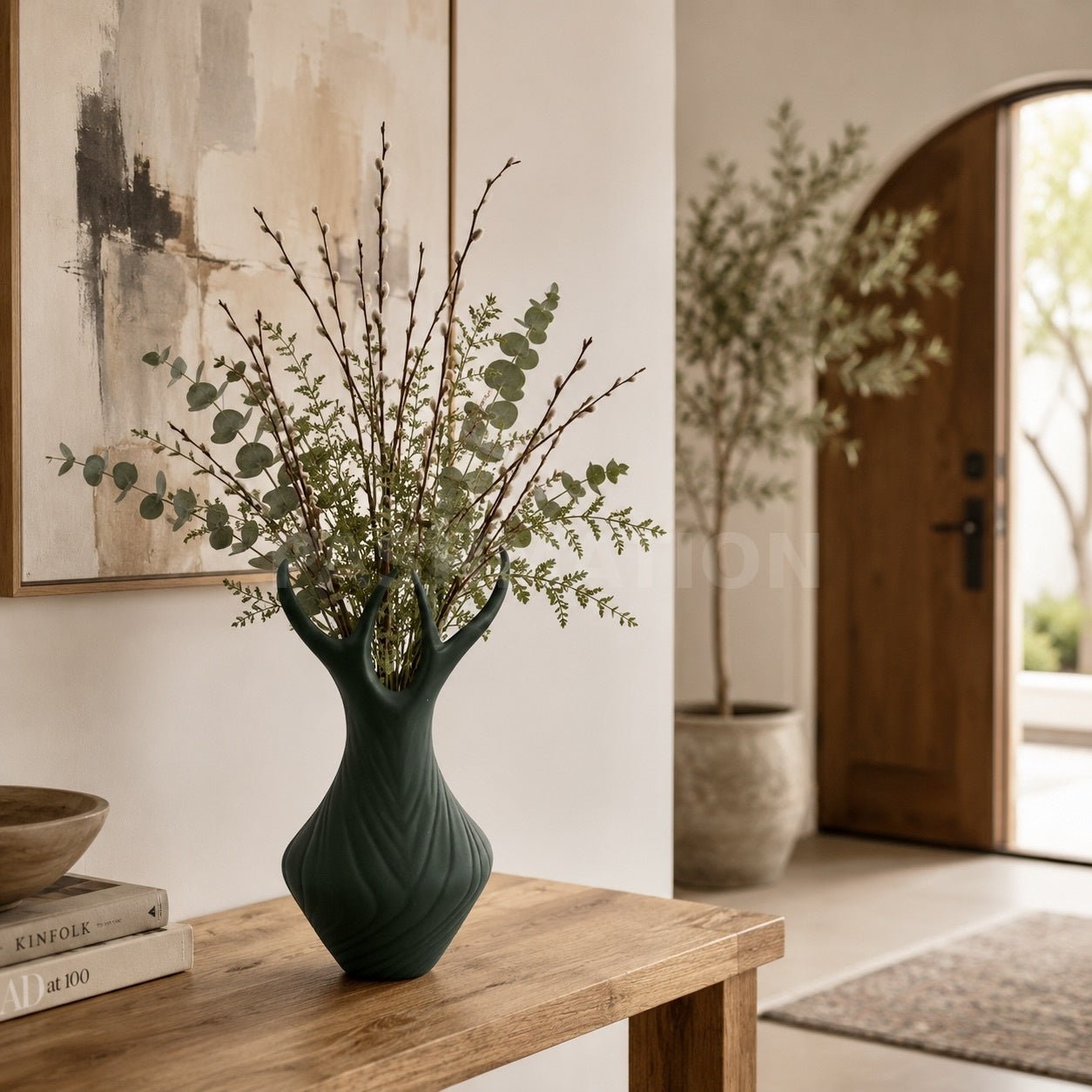 Antler Grace Vase: 9.5" Modern Cabin Decor Centerpiece by Pashmation