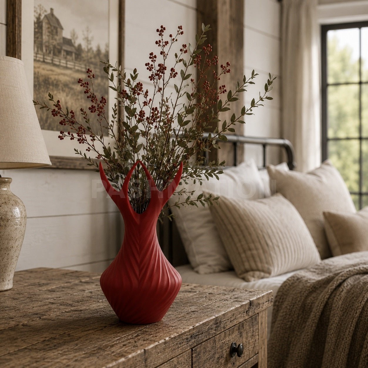 Antler Grace Vase: 9.5" Modern Cabin Decor Centerpiece by Pashmation