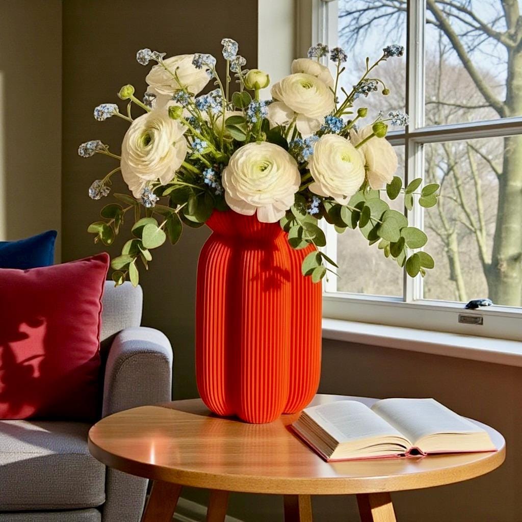 Bold Ribbed Caribe Vase | Modern Polymer Geometric Home Decor Contemporary Minimalist Centerpiece - Pashmation