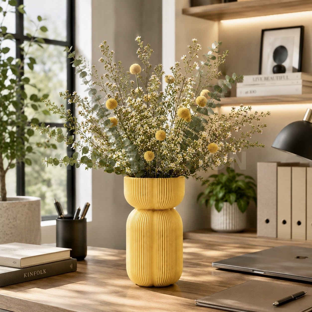 Bold Ribbed Caribe Vase | Modern Polymer Geometric Home Decor Contemporary Minimalist Centerpiece by Pashmation
