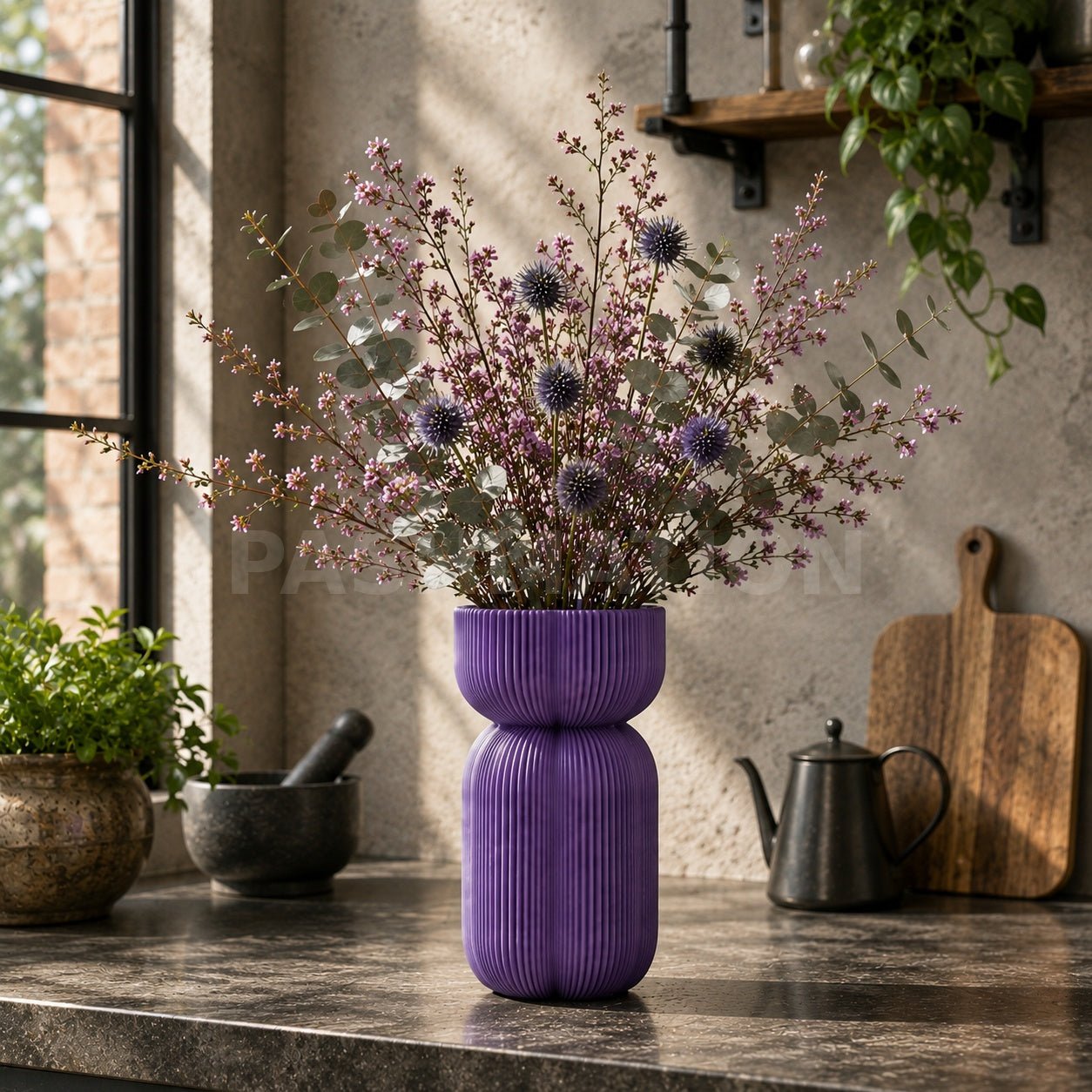 Bold Ribbed Caribe Vase | Modern Polymer Geometric Home Decor Contemporary Minimalist Centerpiece by Pashmation