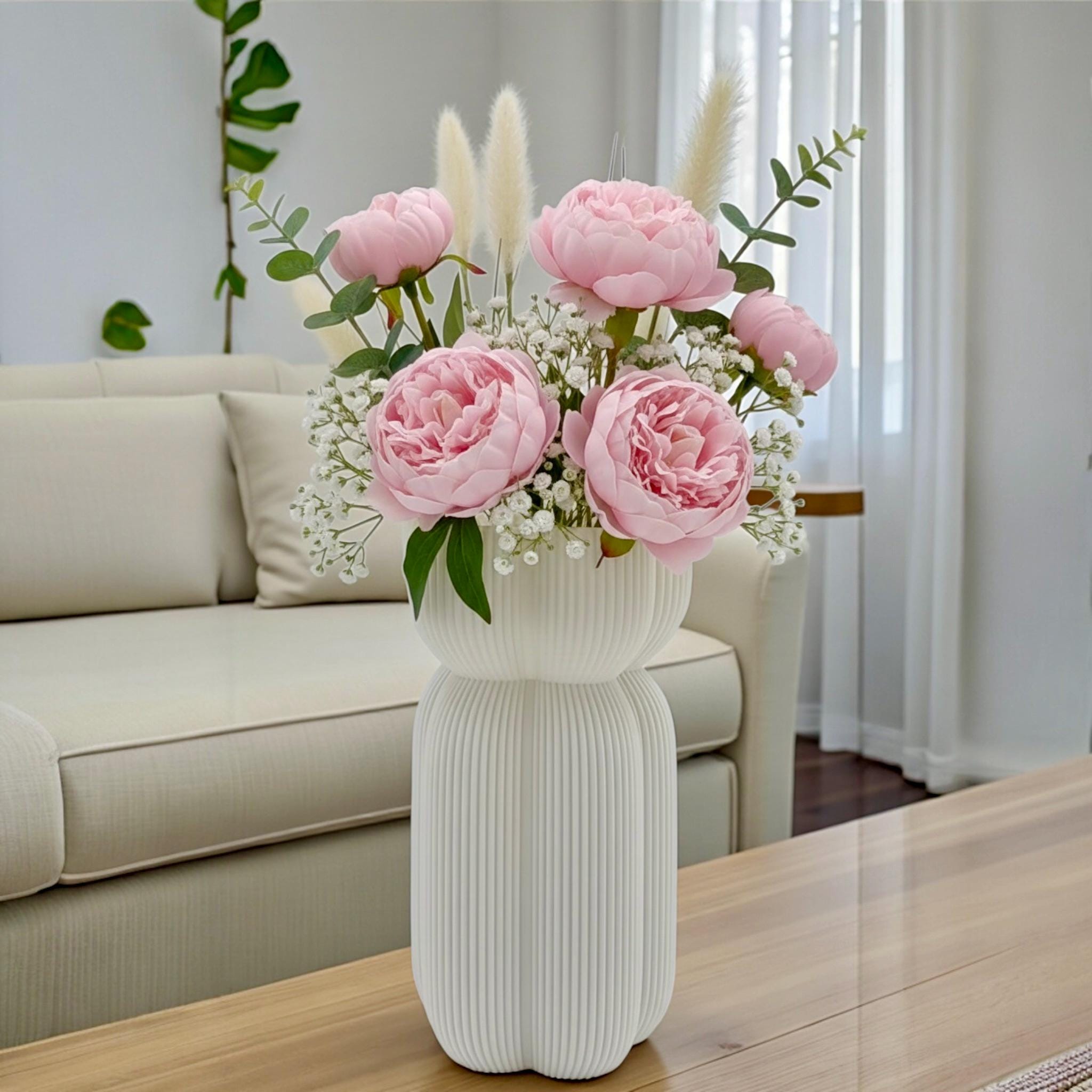 Bold Ribbed Caribe Vase | Modern Polymer Geometric Home Decor Contemporary Minimalist Centerpiece - Pashmation