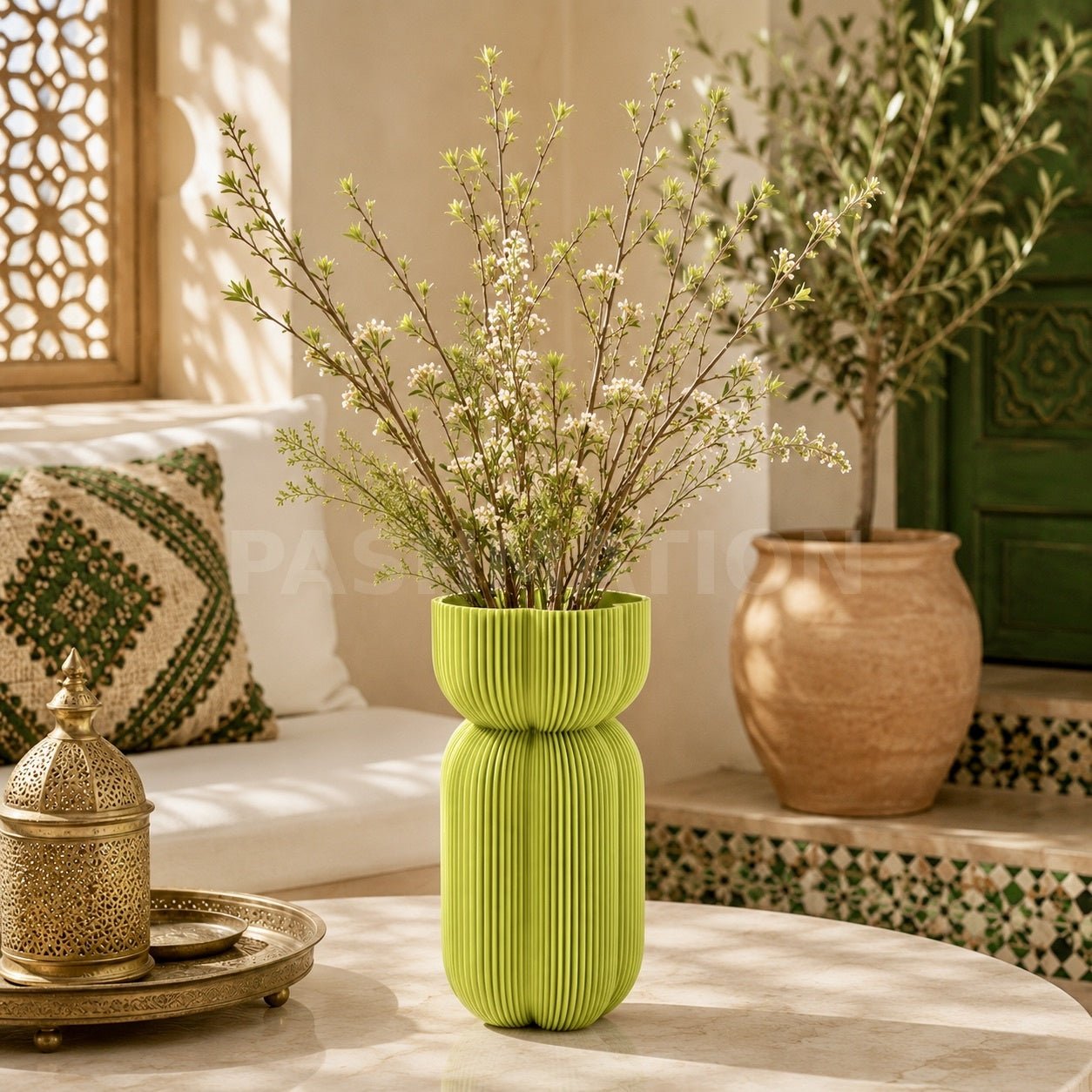 Bold Ribbed Caribe Vase | Modern Polymer Geometric Home Decor Contemporary Minimalist Centerpiece by Pashmation
