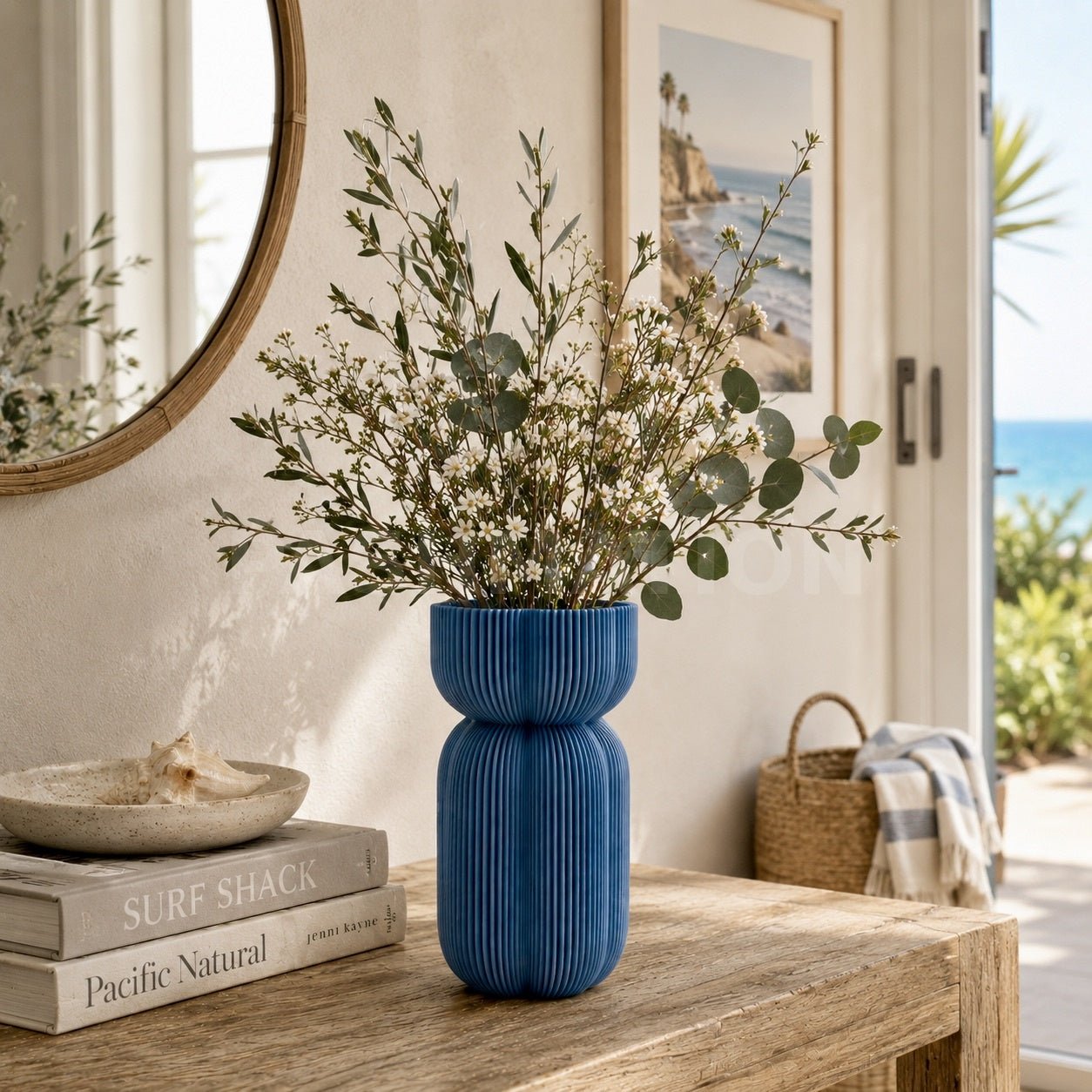 Bold Ribbed Caribe Vase | Modern Polymer Geometric Home Decor Contemporary Minimalist Centerpiece by Pashmation