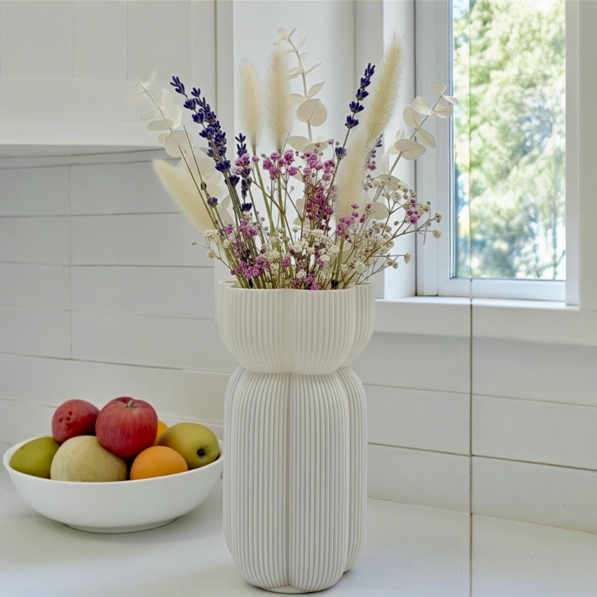 Bold Ribbed Caribe Vase | Modern Polymer Geometric Home Decor Contemporary Minimalist Centerpiece - Pashmation