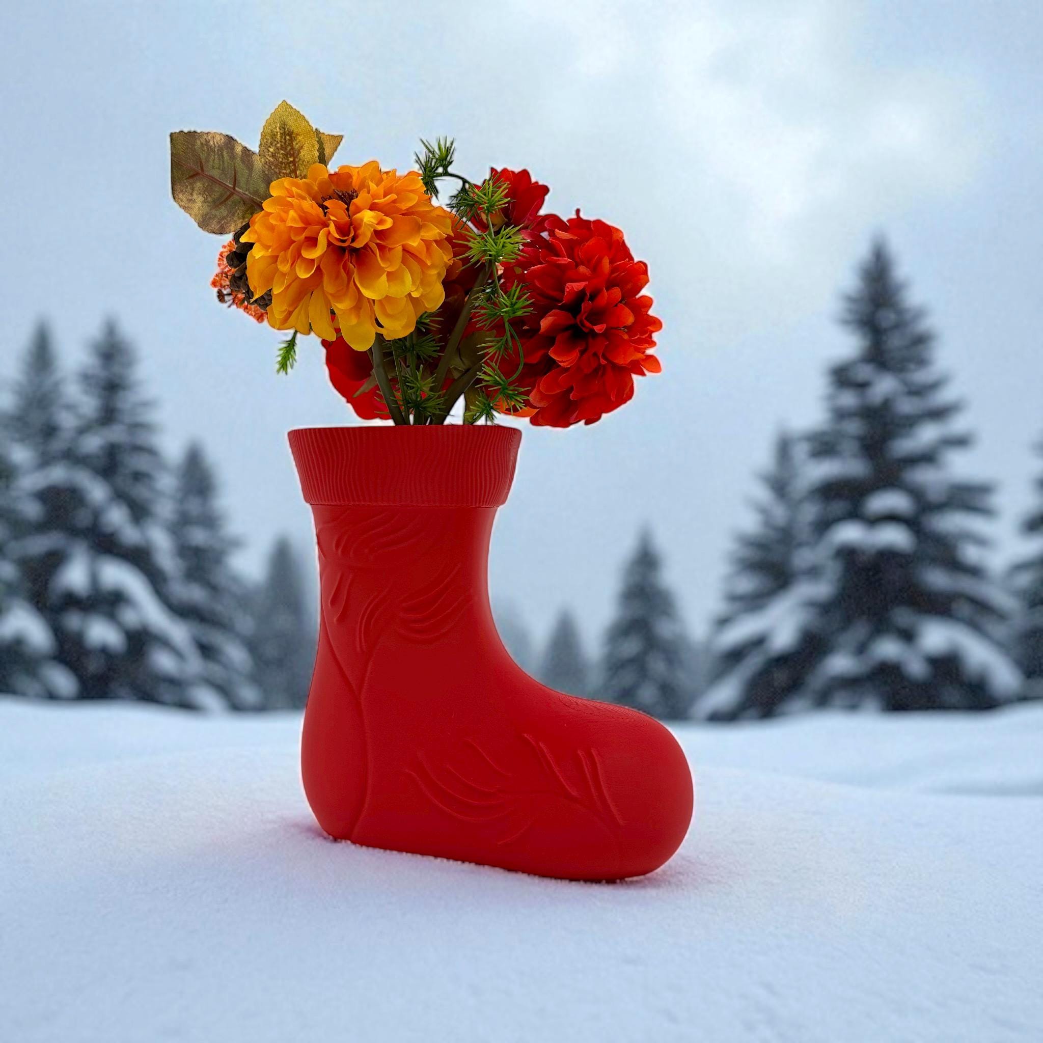Boot Shaped Christmas Vase: Rustic Holiday Centerpiece - Pashmation