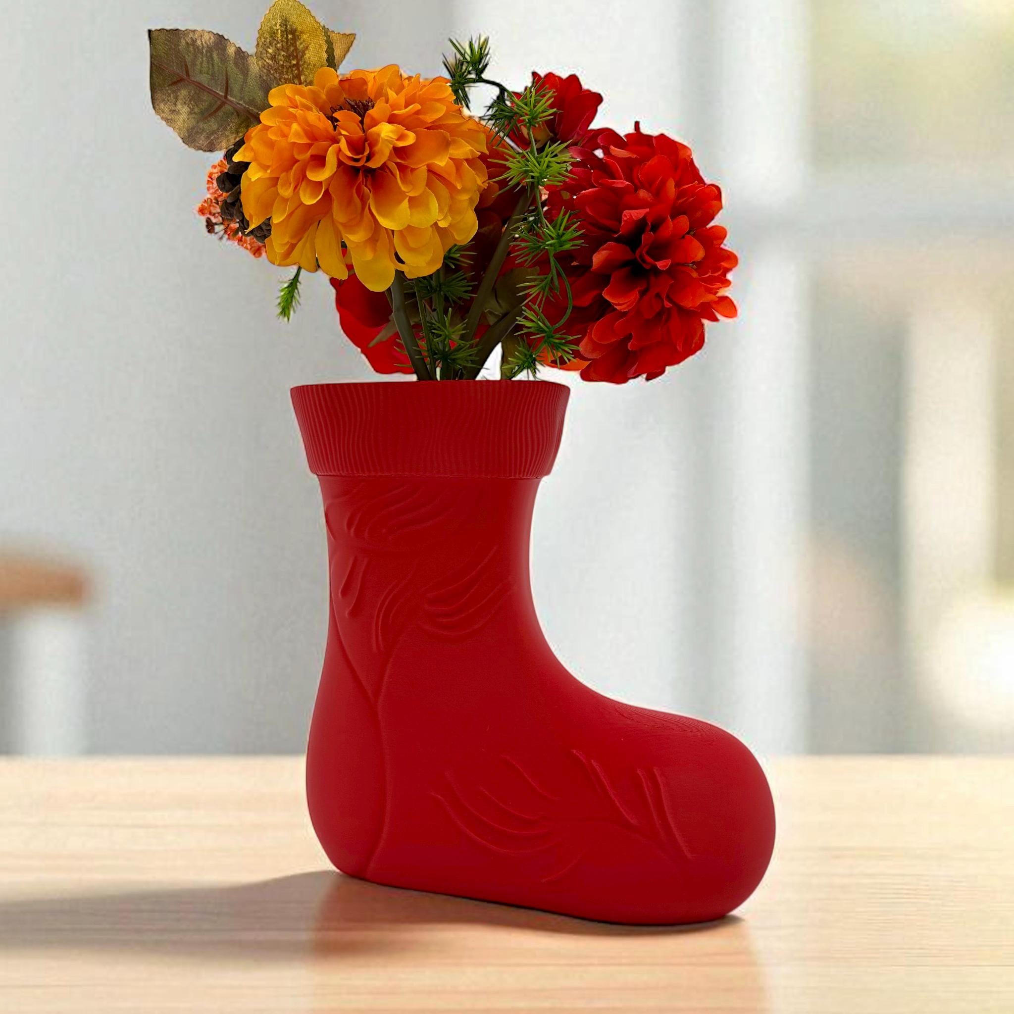 Boot Shaped Christmas Vase: Rustic Holiday Centerpiece - Pashmation