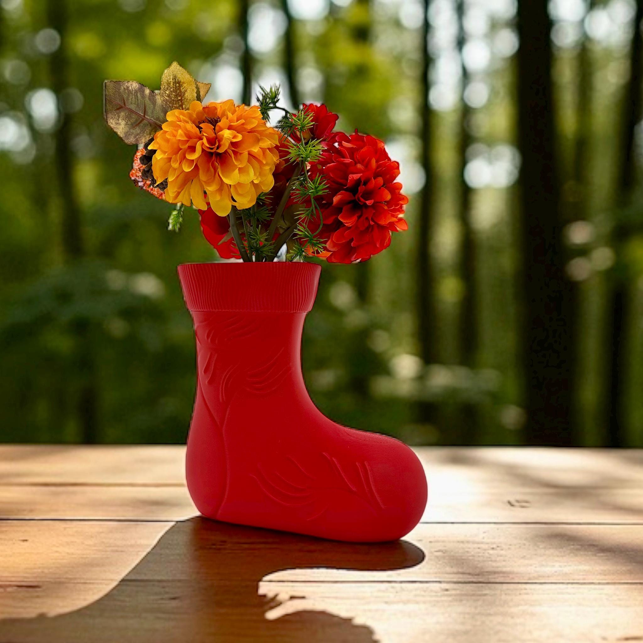 Boot Shaped Christmas Vase: Rustic Holiday Centerpiece - Pashmation