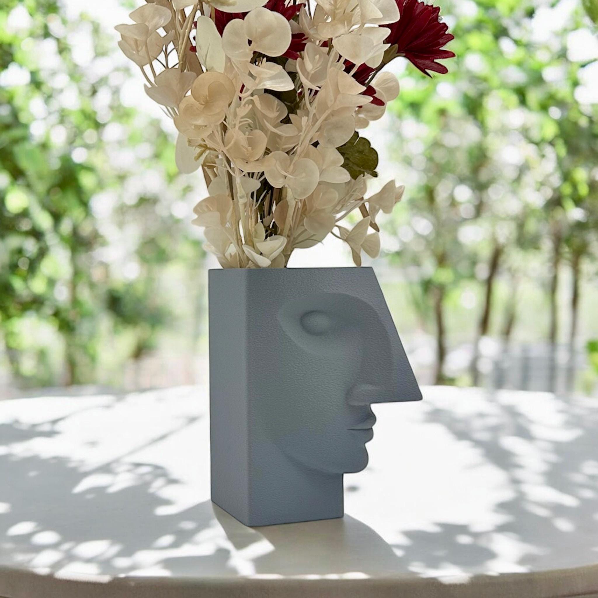 Contempo Face Vase, 3D Printed Sculpture, Minimalist Home Decor - Pashmation