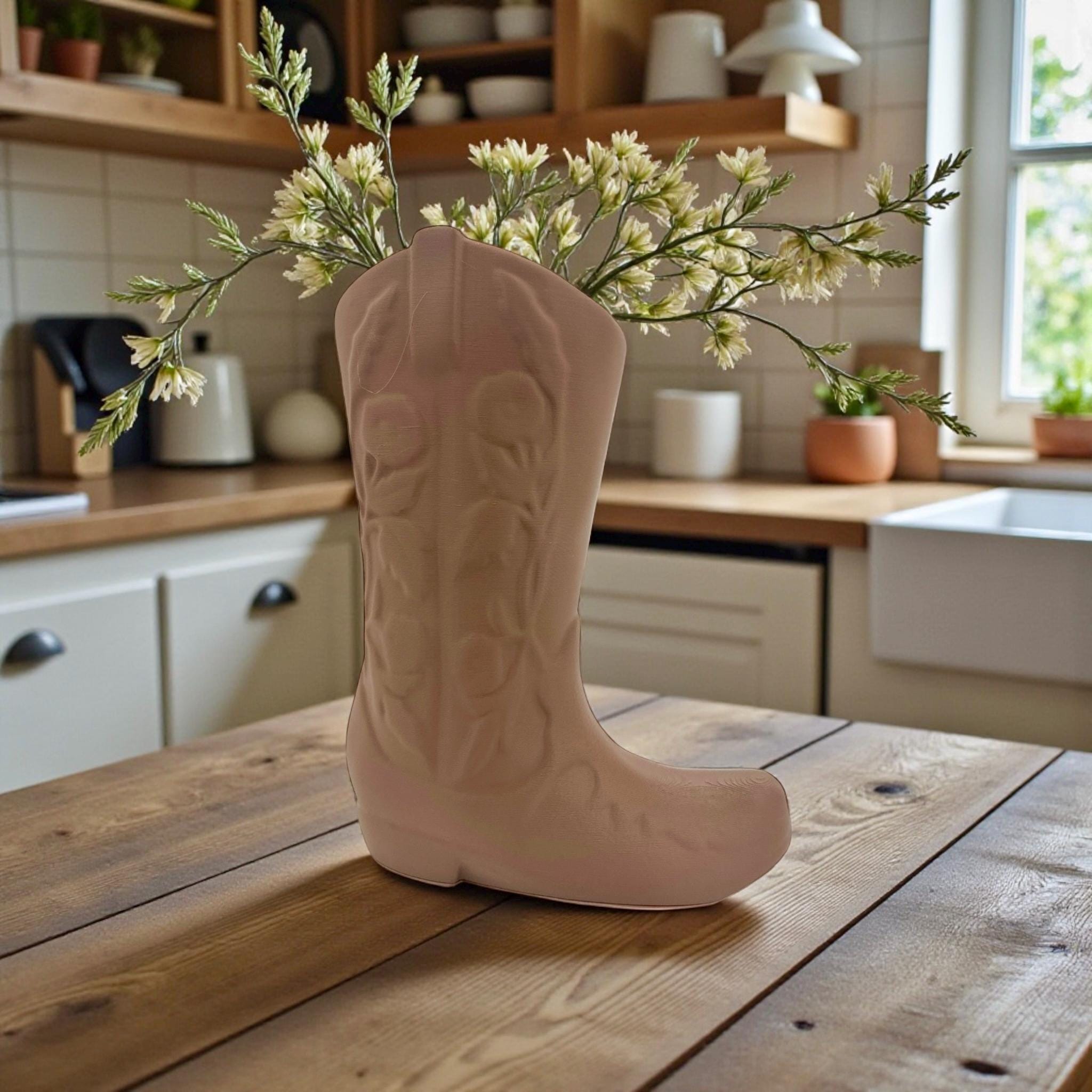 Cowboy Boot Vase – Rustic Western Decor - Pashmation