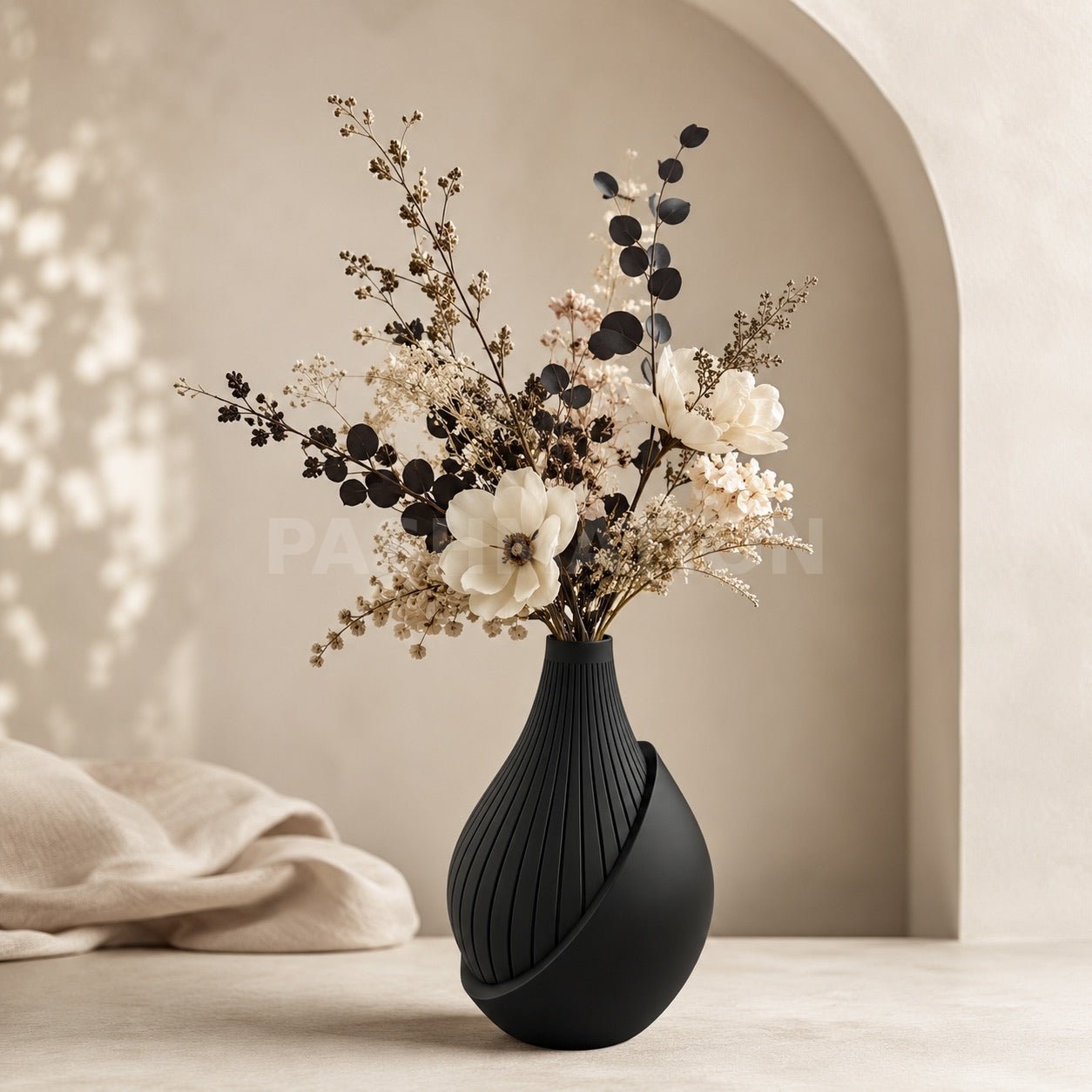 Elegant Ribbed Vase | Sleek Modern Design in Multiple Colors | Available in Sizes 7”, 8”, 9” | Perfect for Home or Office Decor - Yovi Vase by Pashmation