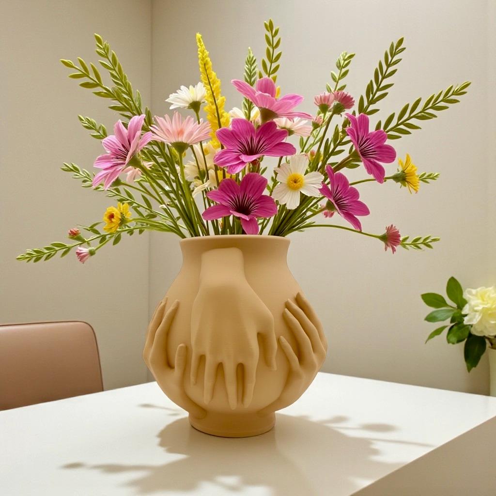 Embrace Hands Vase: 3D Printed Modern Art Decor - Pashmation