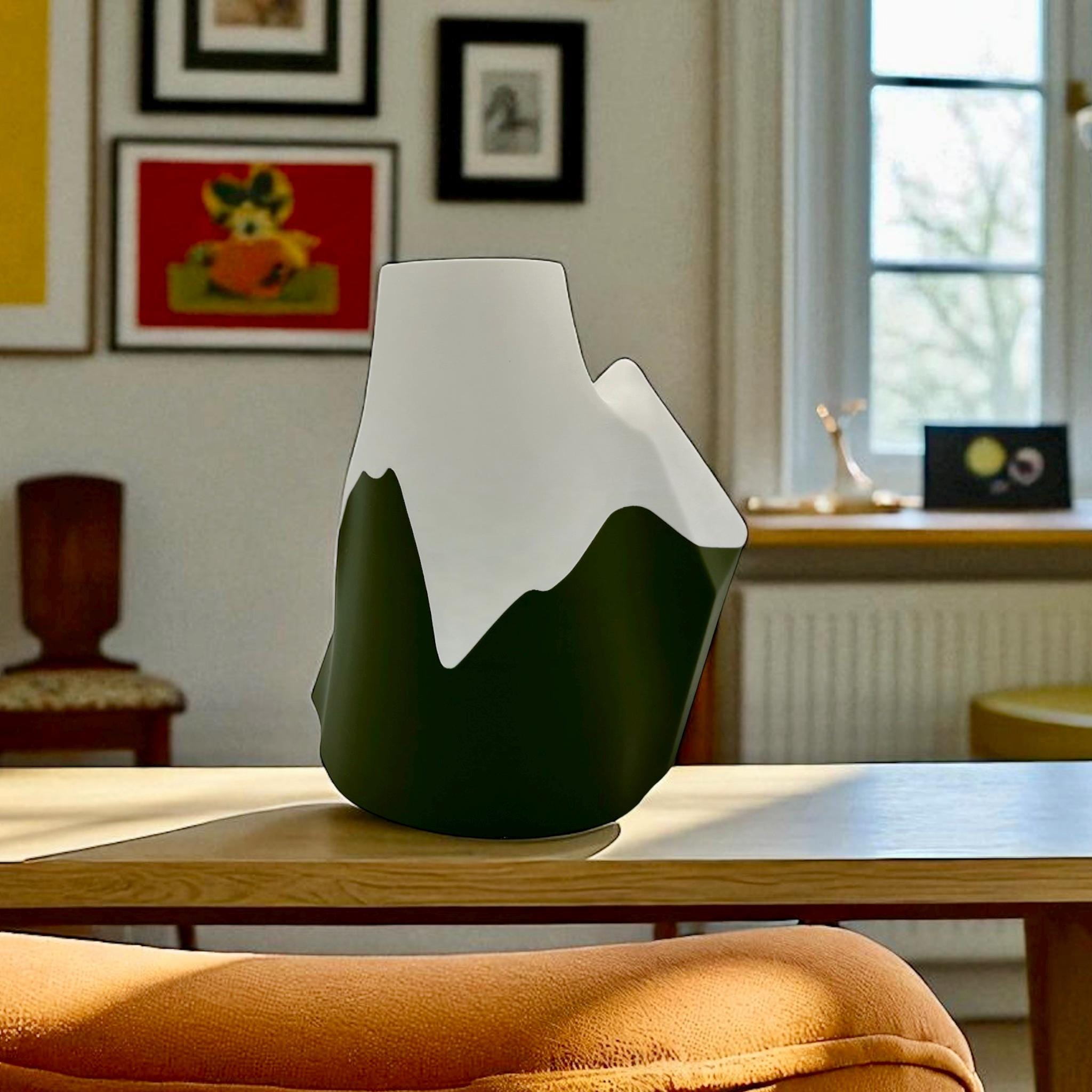Everpeak Mountain Vase 3D Printed Snowy Peak Geometric Decor by Pashmation