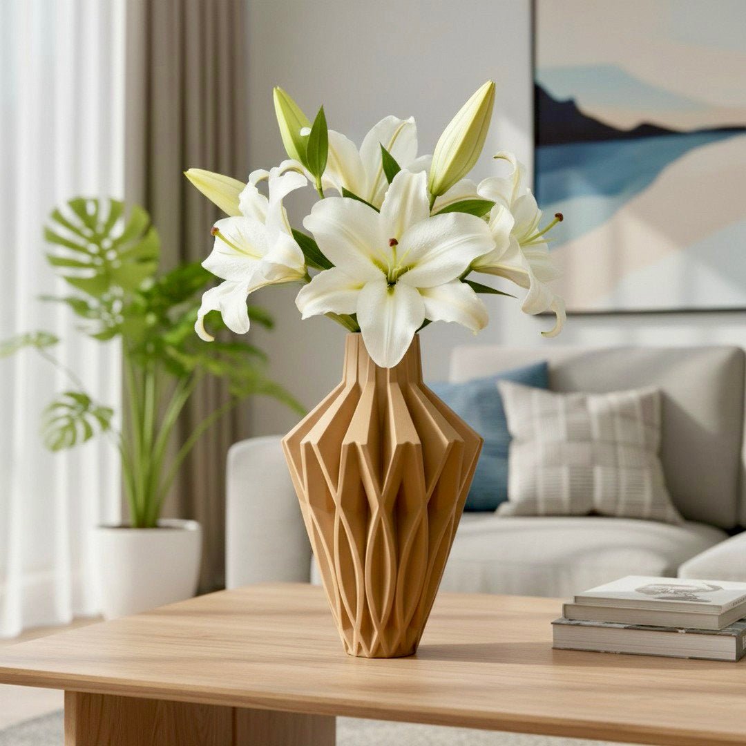 Geometric Vase Modern Home Decor - Contemporary Minimalist Centerpiece Flower Holder - Pashmation
