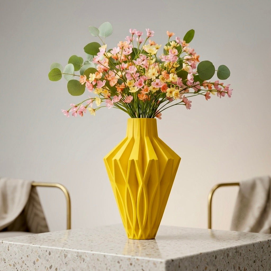 Geometric Vase Modern Home Decor - Contemporary Minimalist Centerpiece Flower Holder - Pashmation