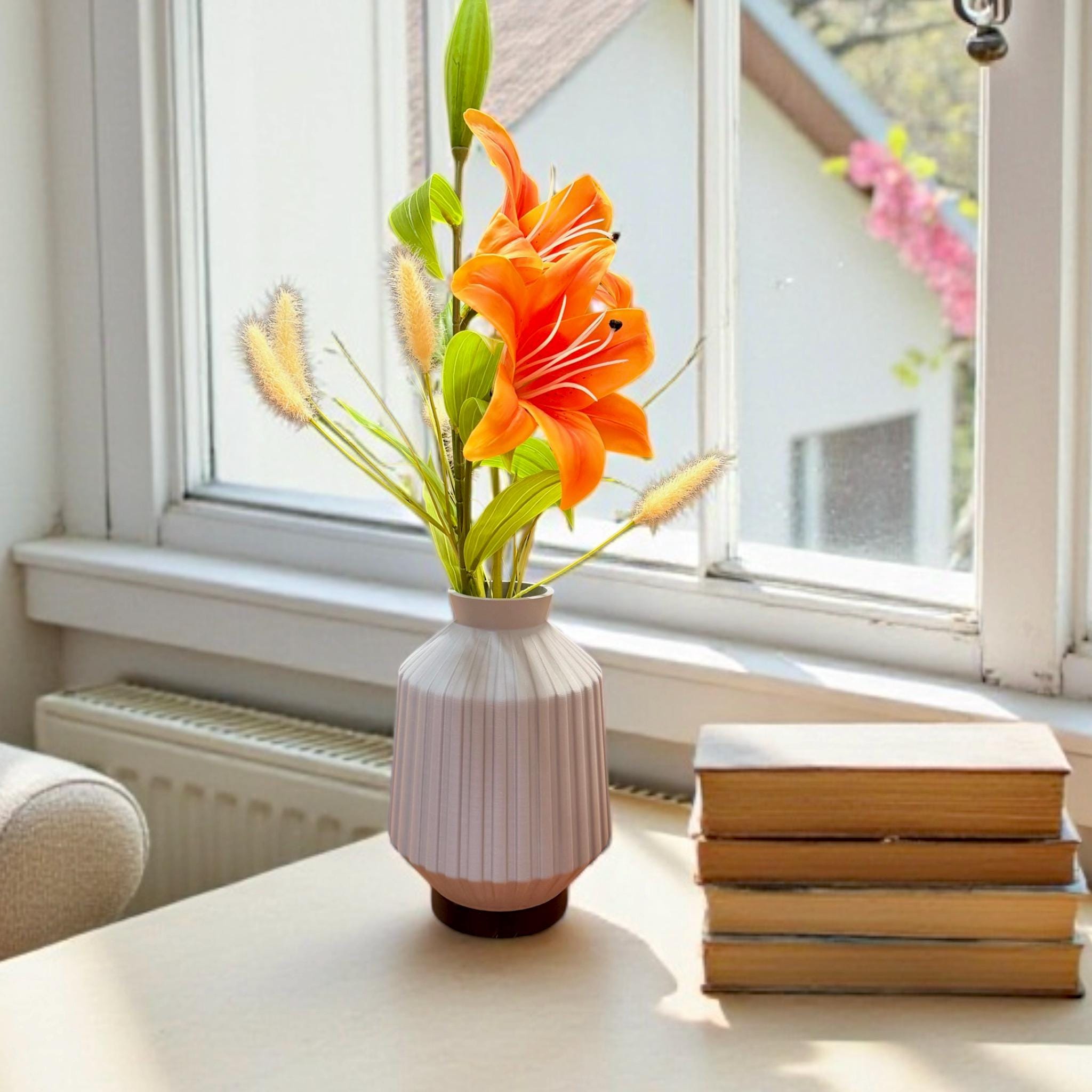 Geometric Vase with Color - Selectable Base Platform - Modern Minimalist Home Decor Centerpiece - Pashmation