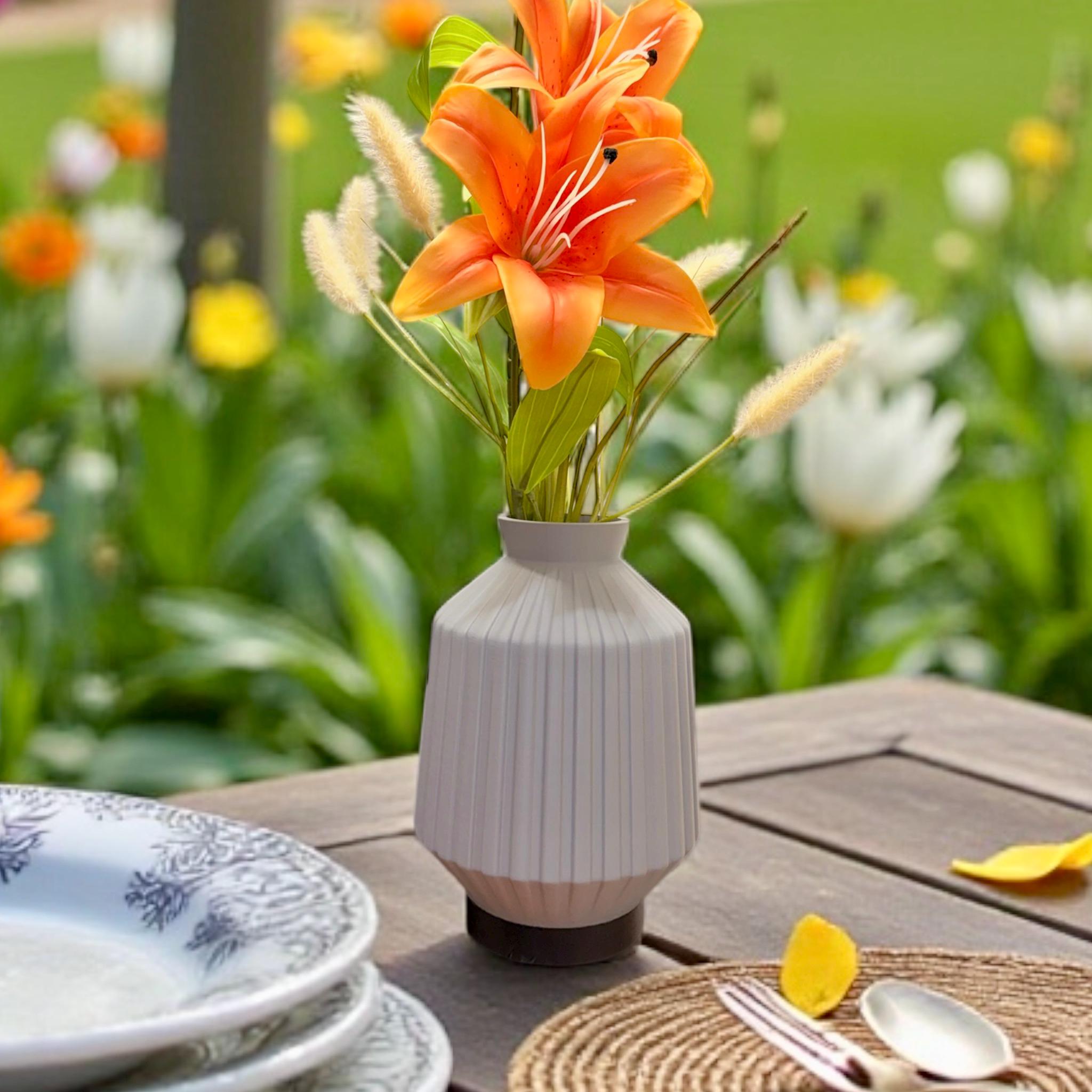 Geometric Vase with Color - Selectable Base Platform - Modern Minimalist Home Decor Centerpiece - Pashmation