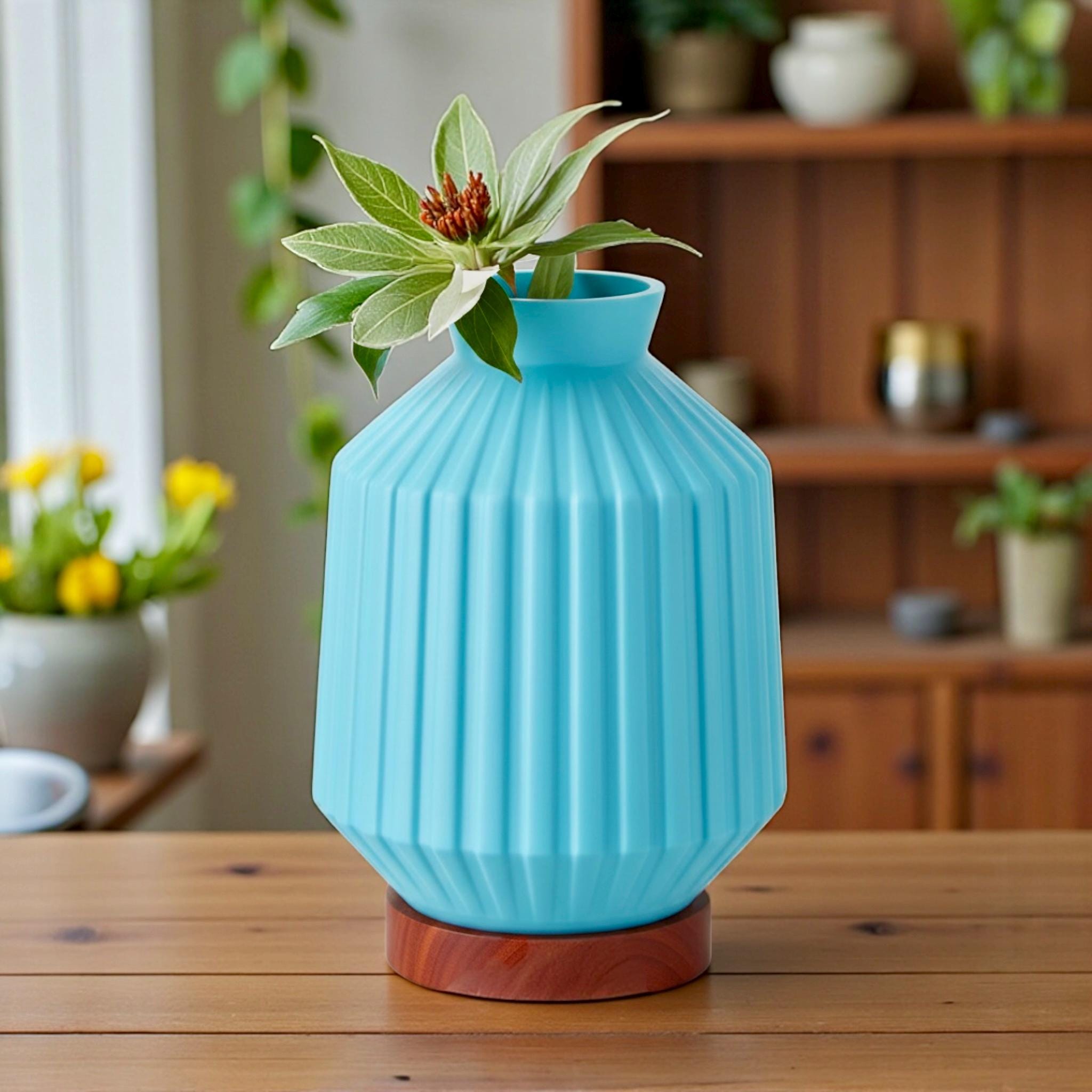 Geometric Vase with Color - Selectable Base Platform - Modern Minimalist Home Decor Centerpiece - Pashmation
