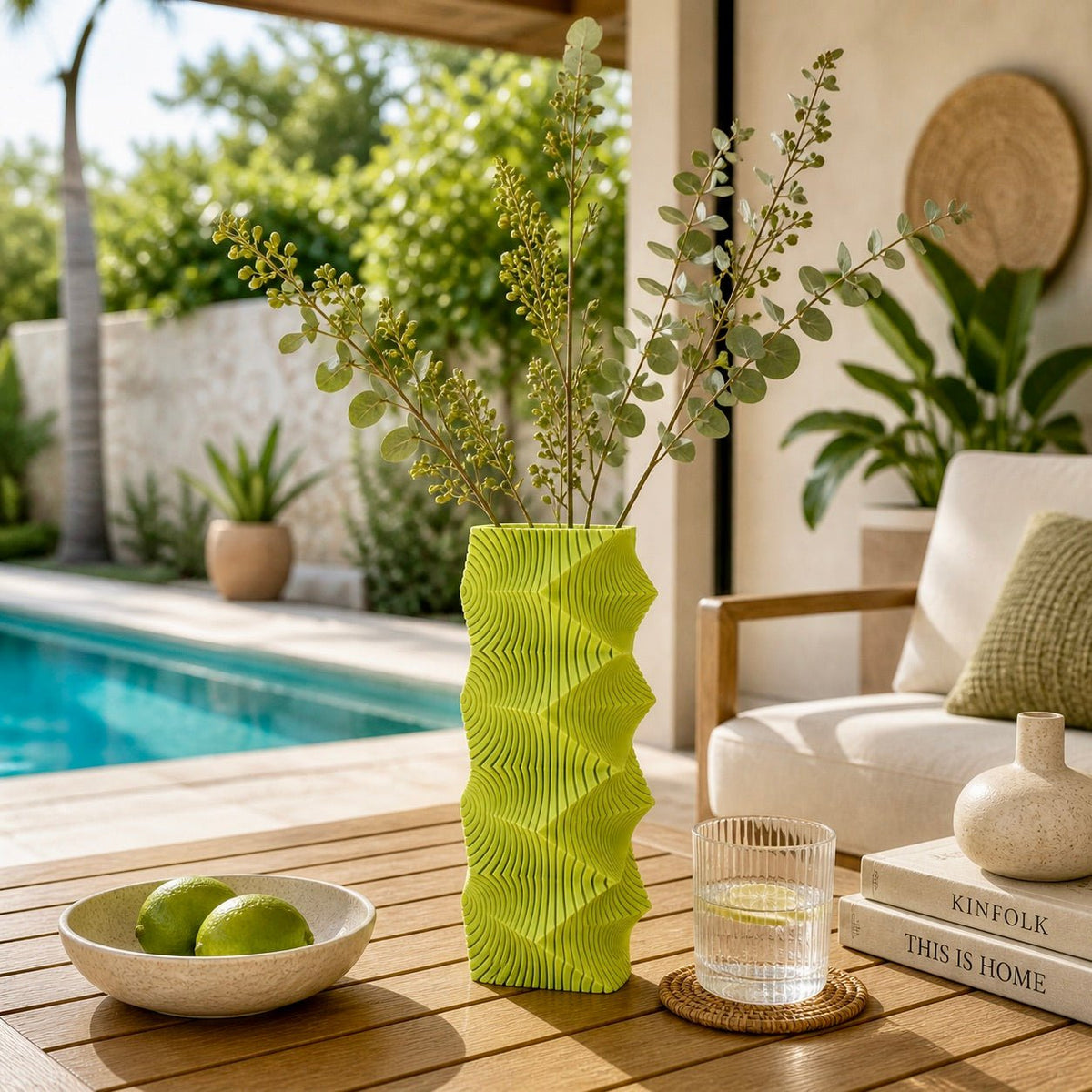 Geometric Wave Vase | Tall Sculptural Column Centerpiece by Pashmation