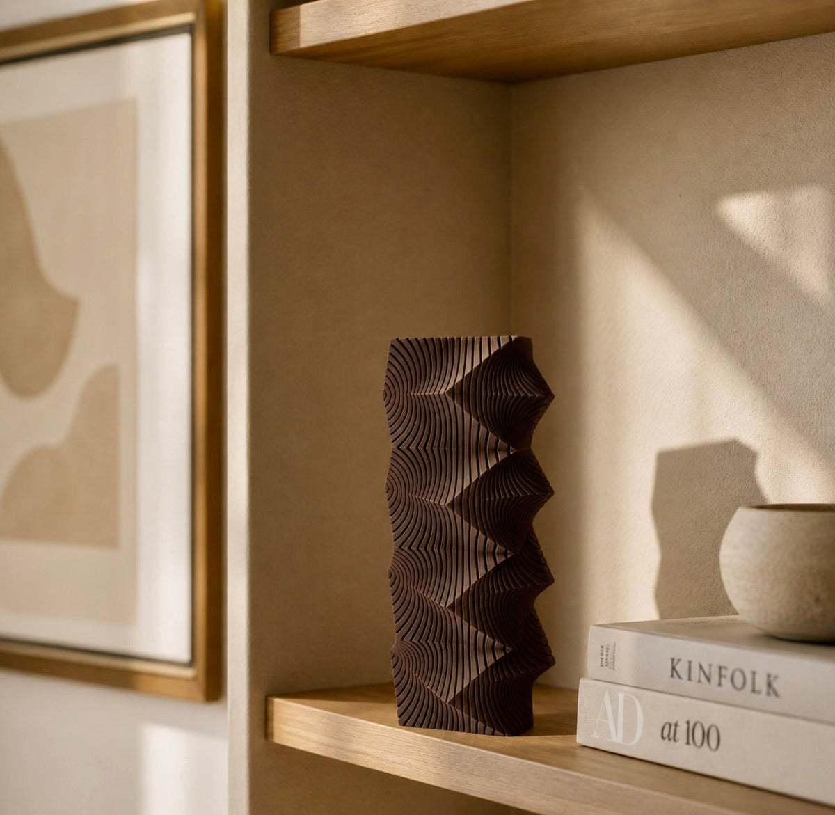 Geometric Wave Vase | Tall Sculptural Column Centerpiece by Pashmation