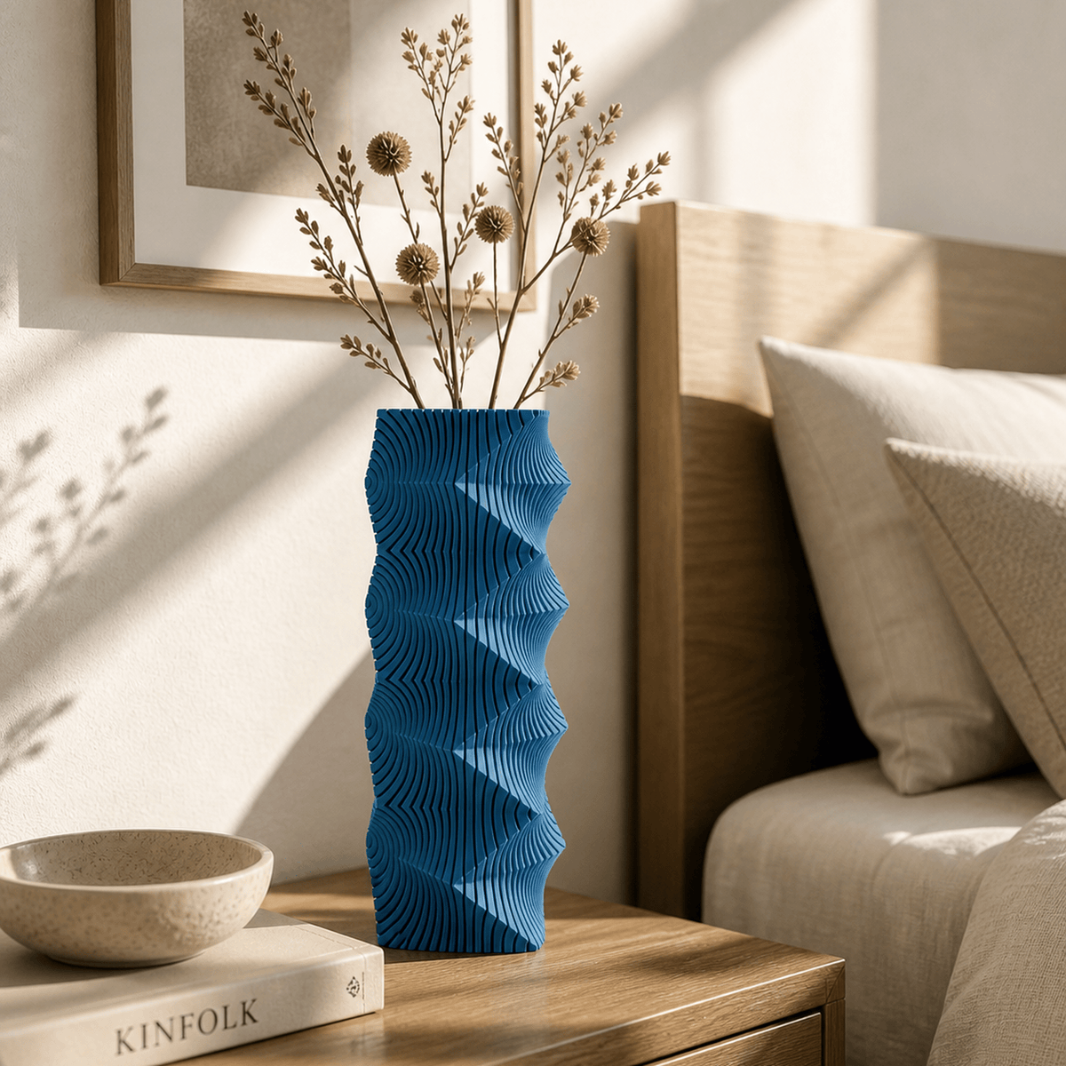 Geometric Wave Vase | Tall Sculptural Column Centerpiece by Pashmation