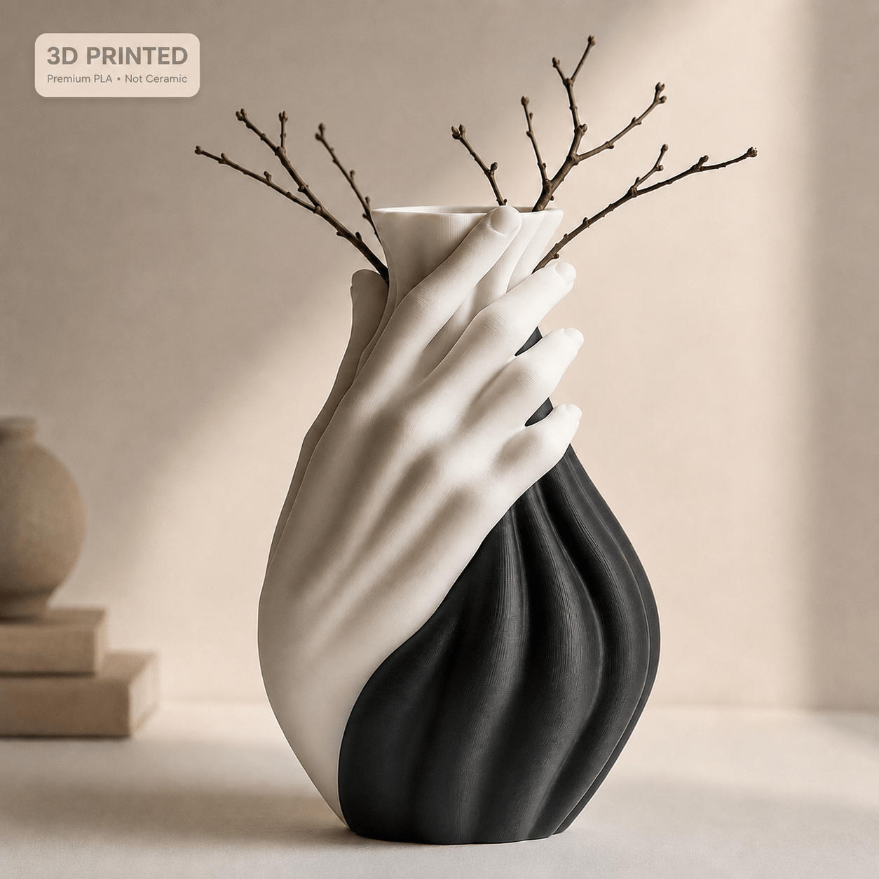Hand Vase | Two-Tone Sculptural Centerpiece by Pashmation