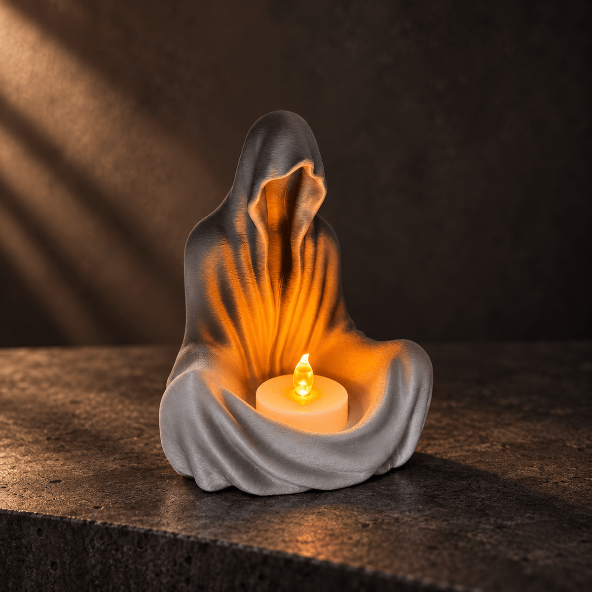 Hooded Phantom Tealight Holder, Faceless Cloaked Figure Candle Holder, Gothic Decor, Dark Academia, Witchy Halloween Home Decor by Pashmation