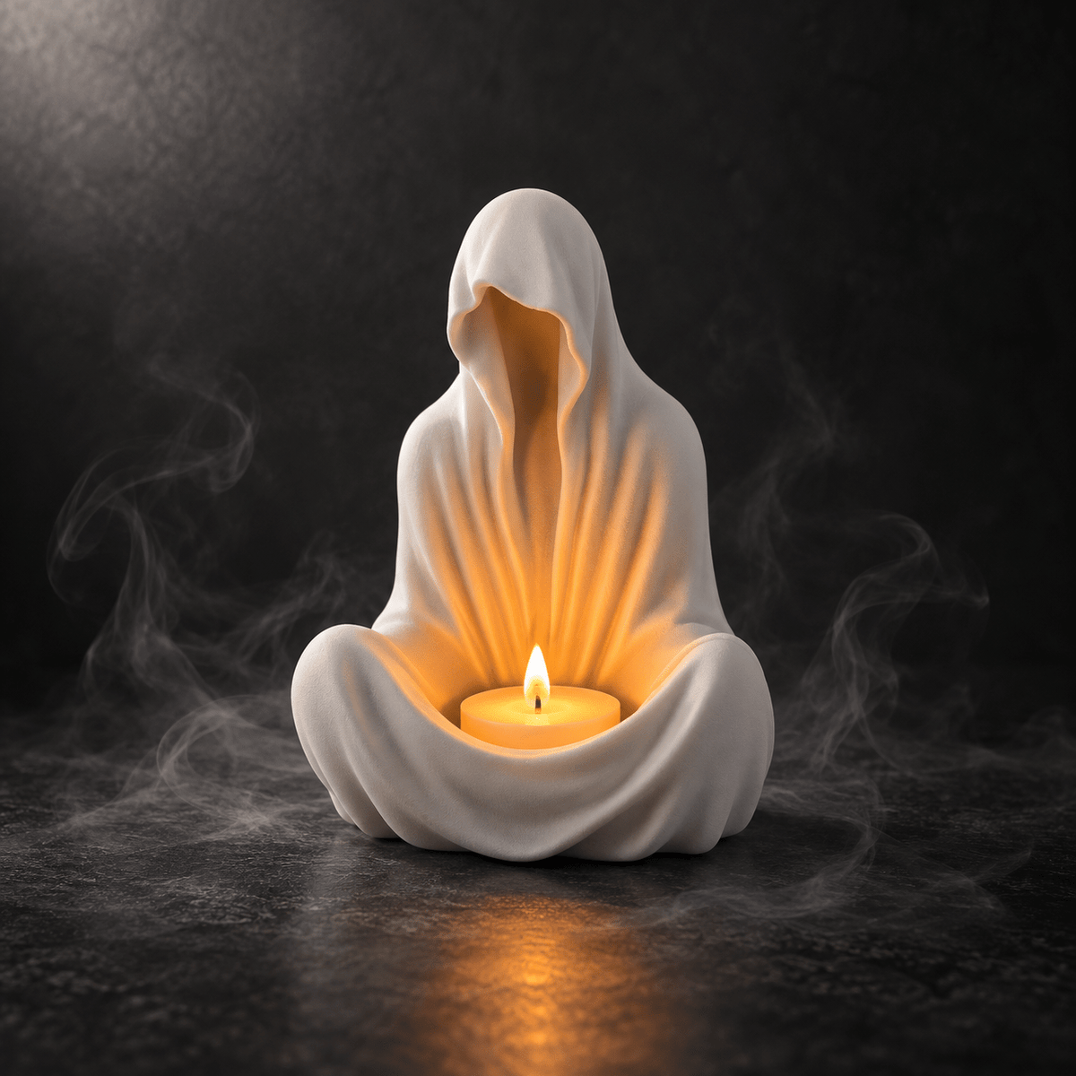 Hooded Phantom Tealight Holder, Faceless Cloaked Figure Candle Holder, Gothic Decor, Dark Academia, Witchy Halloween Home Decor by Pashmation