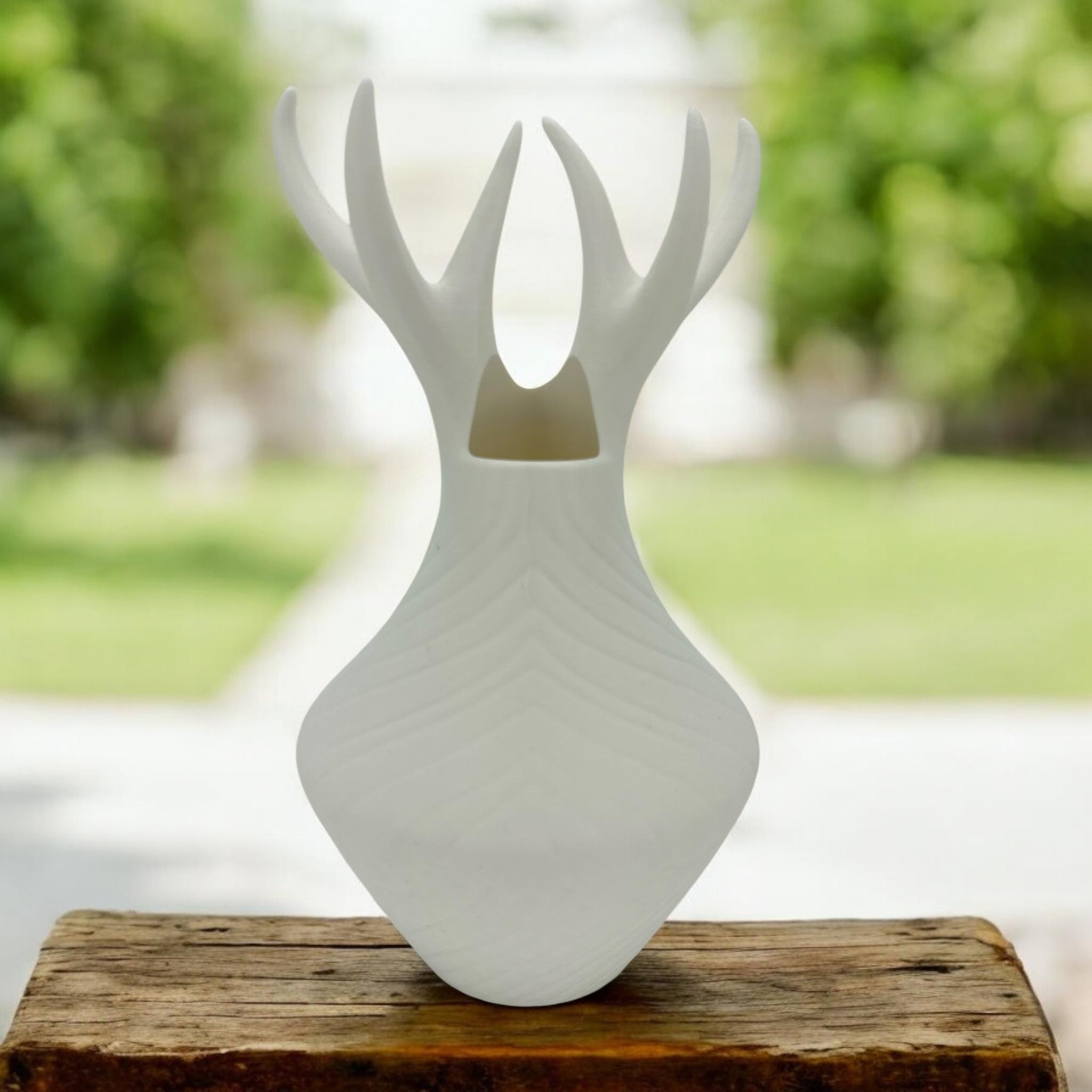 Antler Grace Vase: 9.5" Modern Cabin Decor Centerpiece