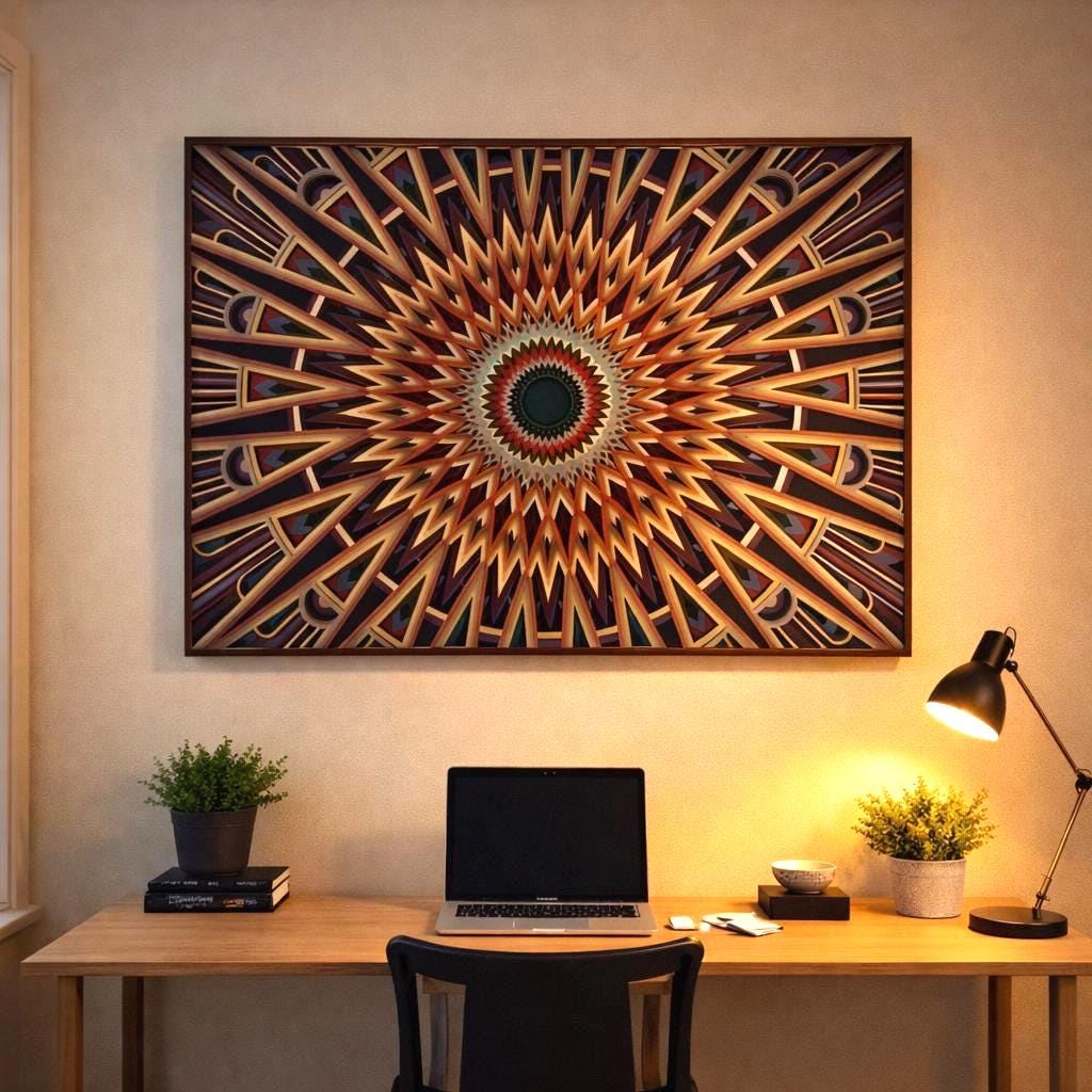 Solar Weave Layered Wood Wall Art