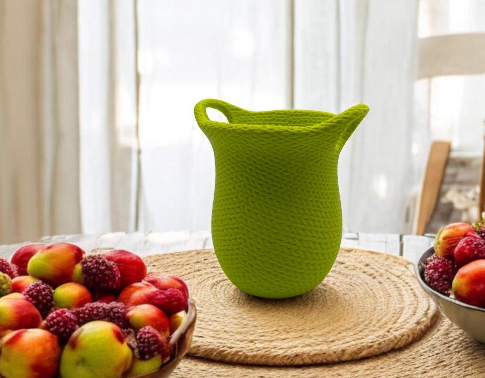 Lime Green Jute Basket Planter styled with succulent – woven texture indoor potase - Planter/Vase for Indoor Plants - Eco - Friendly, Perfect Gift by Pashmation