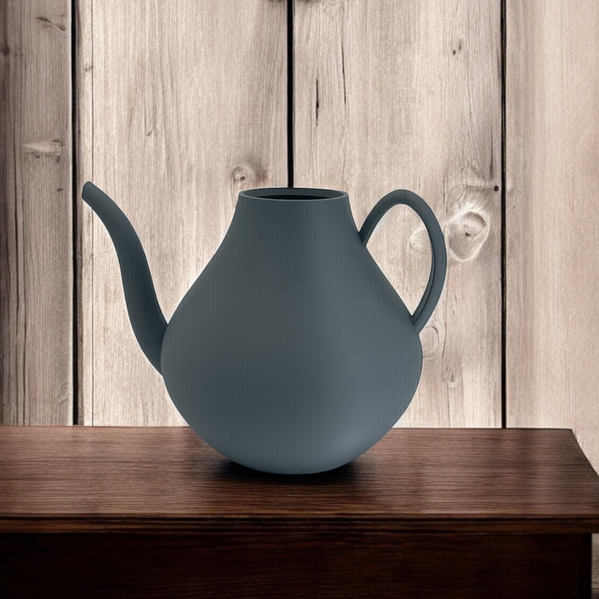 Grey Modern Watering Can with houseplants – modern sculptural indoor watering can