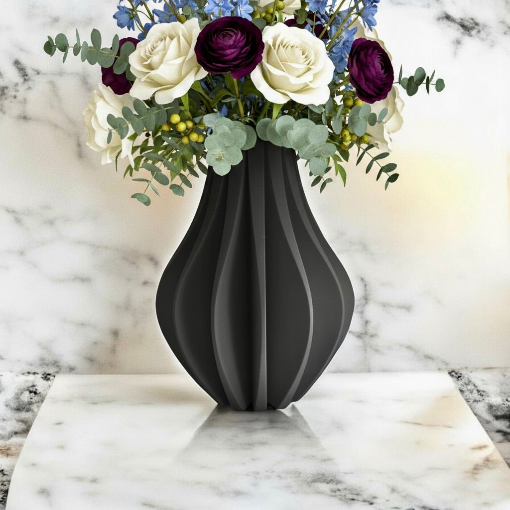Modern Fluted Flower Vase, Minimalist Home Decor, Elegant Centerpiece - PashmationVases