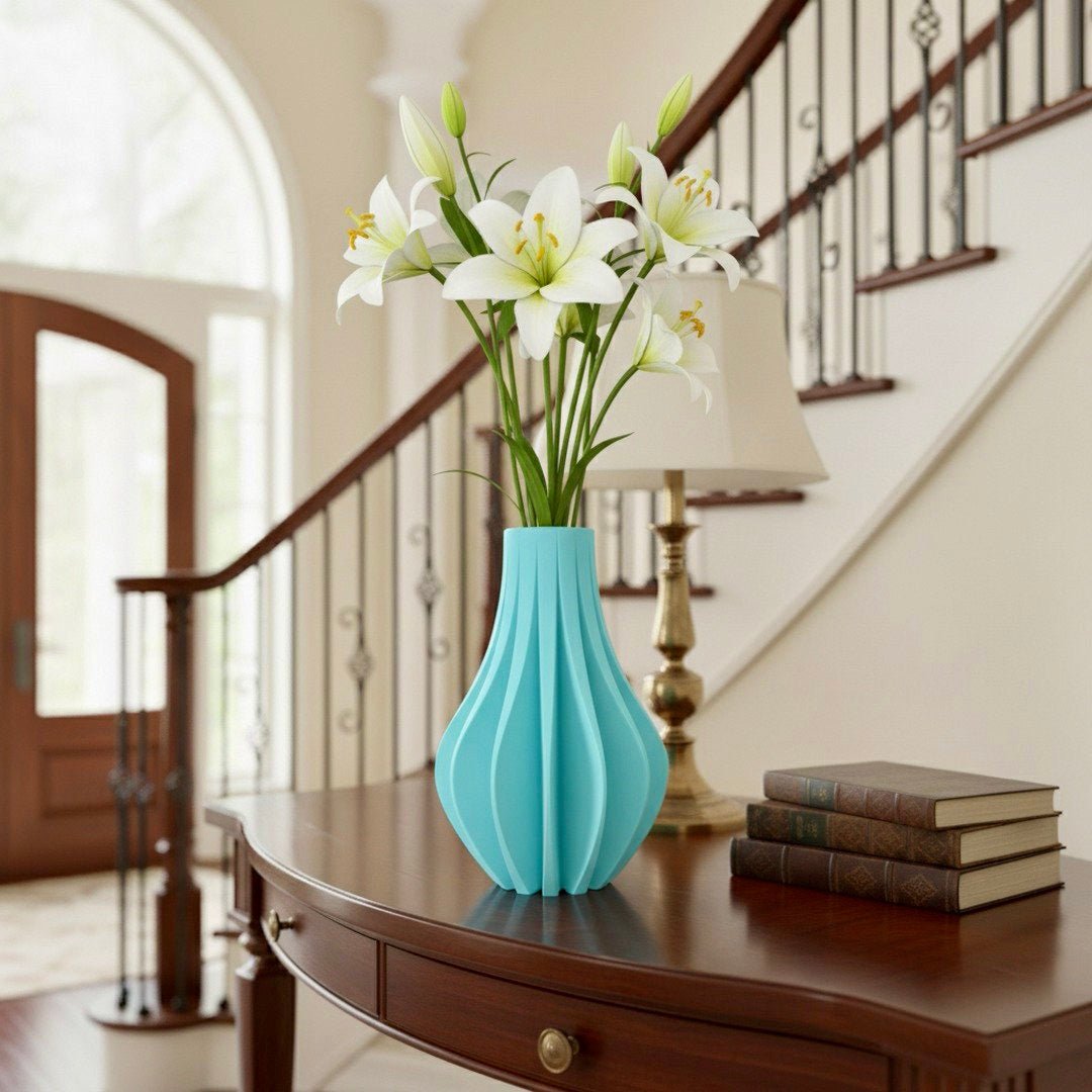 Modern Fluted Flower Vase, Minimalist Home Decor, Elegant Centerpiece - PashmationVases