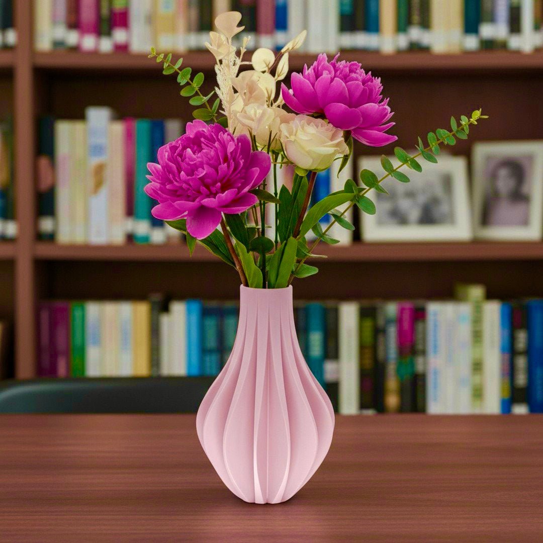 Modern Fluted Flower Vase, Minimalist Home Decor, Elegant Centerpiece - PashmationVases