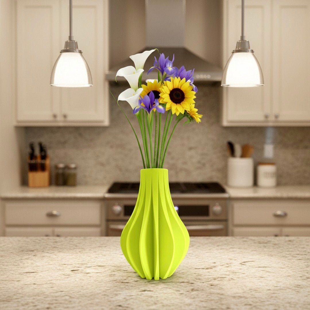 Modern Fluted Flower Vase, Minimalist Home Decor, Elegant Centerpiece - PashmationVases