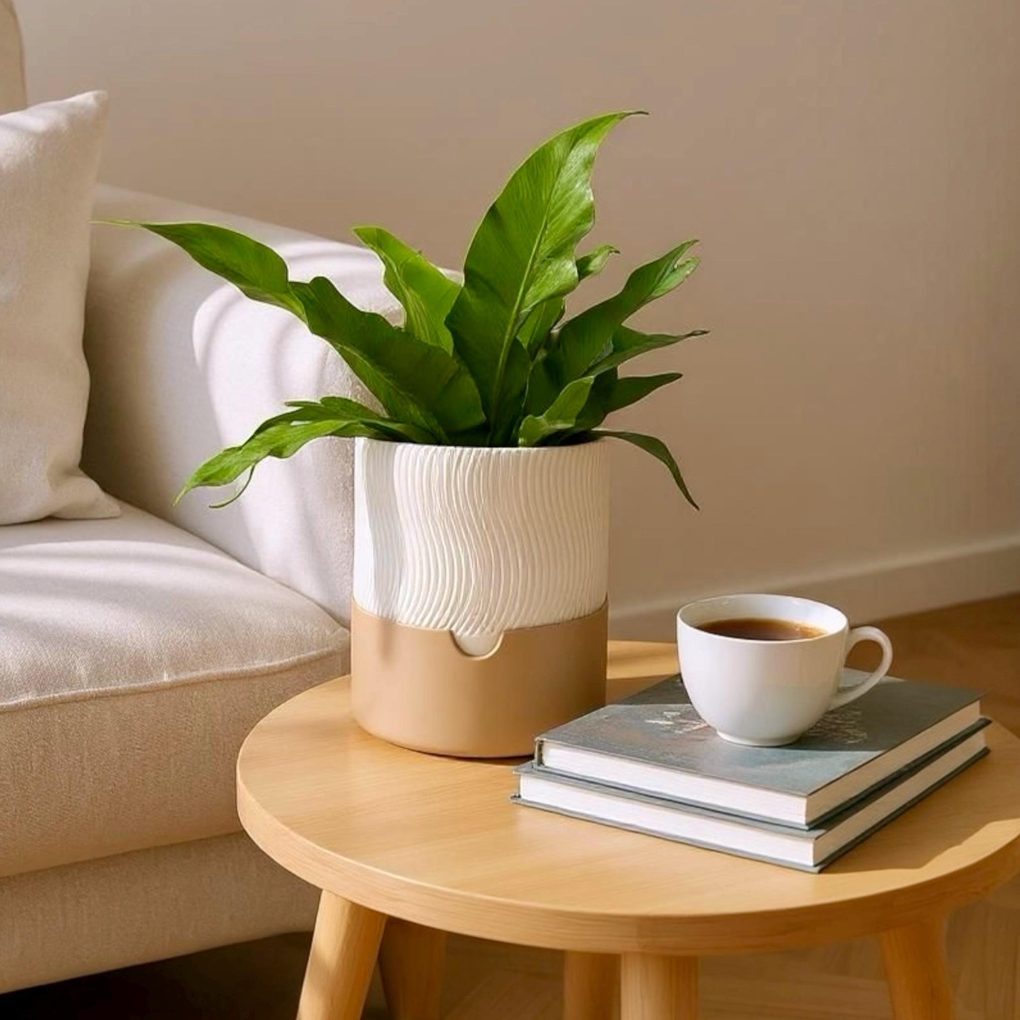 Modern Self Watering Planter Eco - Friendly PLA Textured Pot Contemporary Home Garden Decor - PashmationIndoor Planters