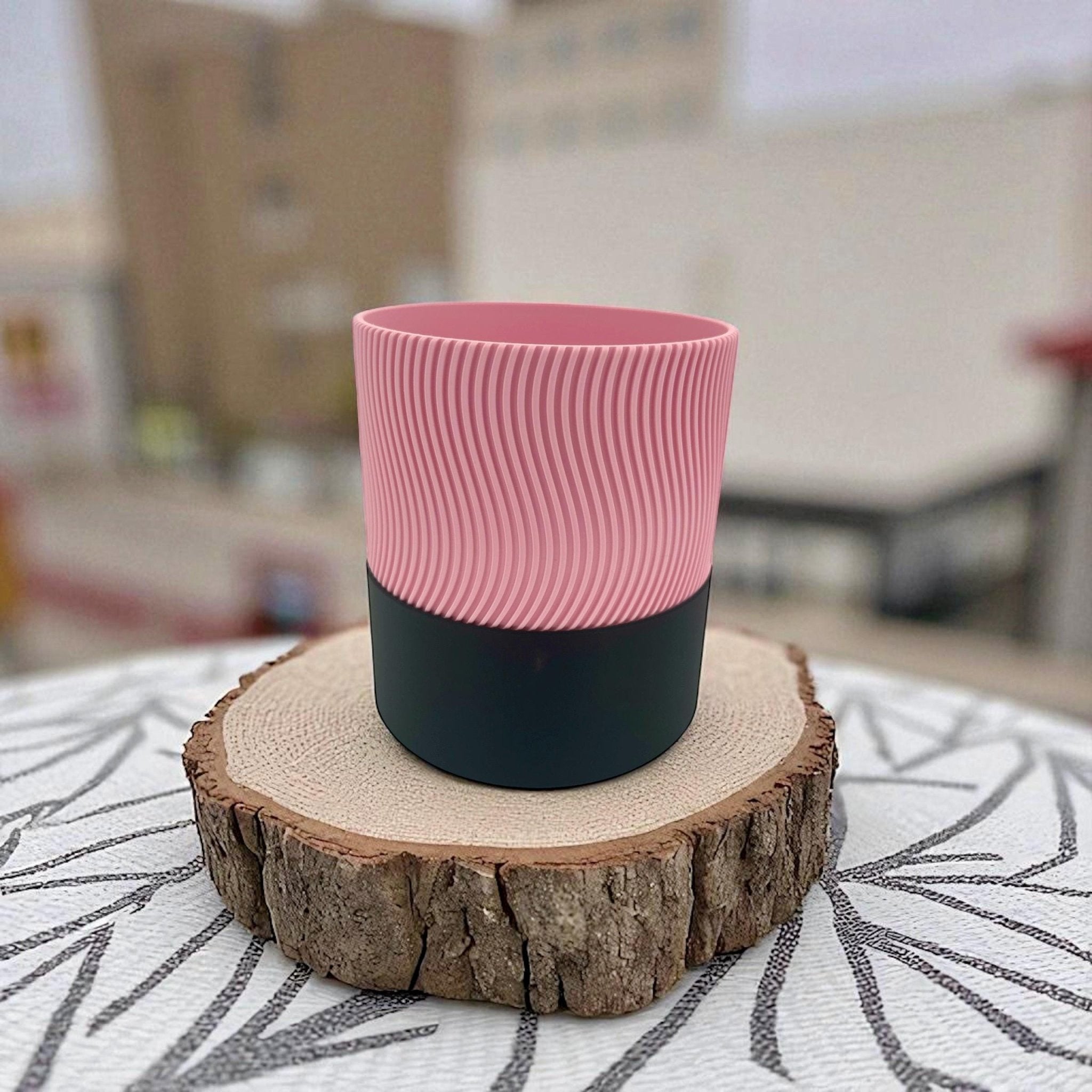 Modern Self Watering Planter Eco - Friendly PLA Textured Pot Contemporary Home Garden Decor - PashmationIndoor Planters
