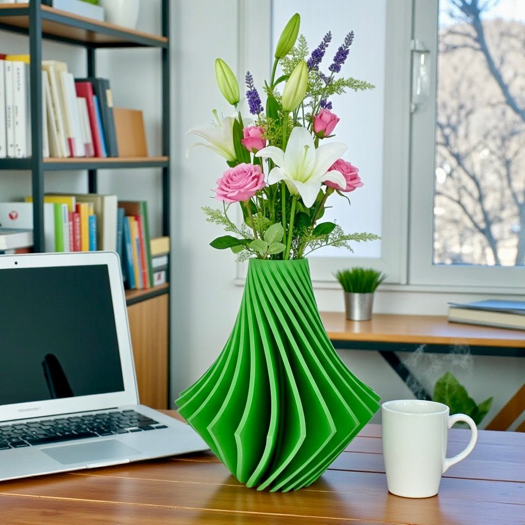 Spiral Vase twisted spiral detail – geometric ridge pattern sculptural decor