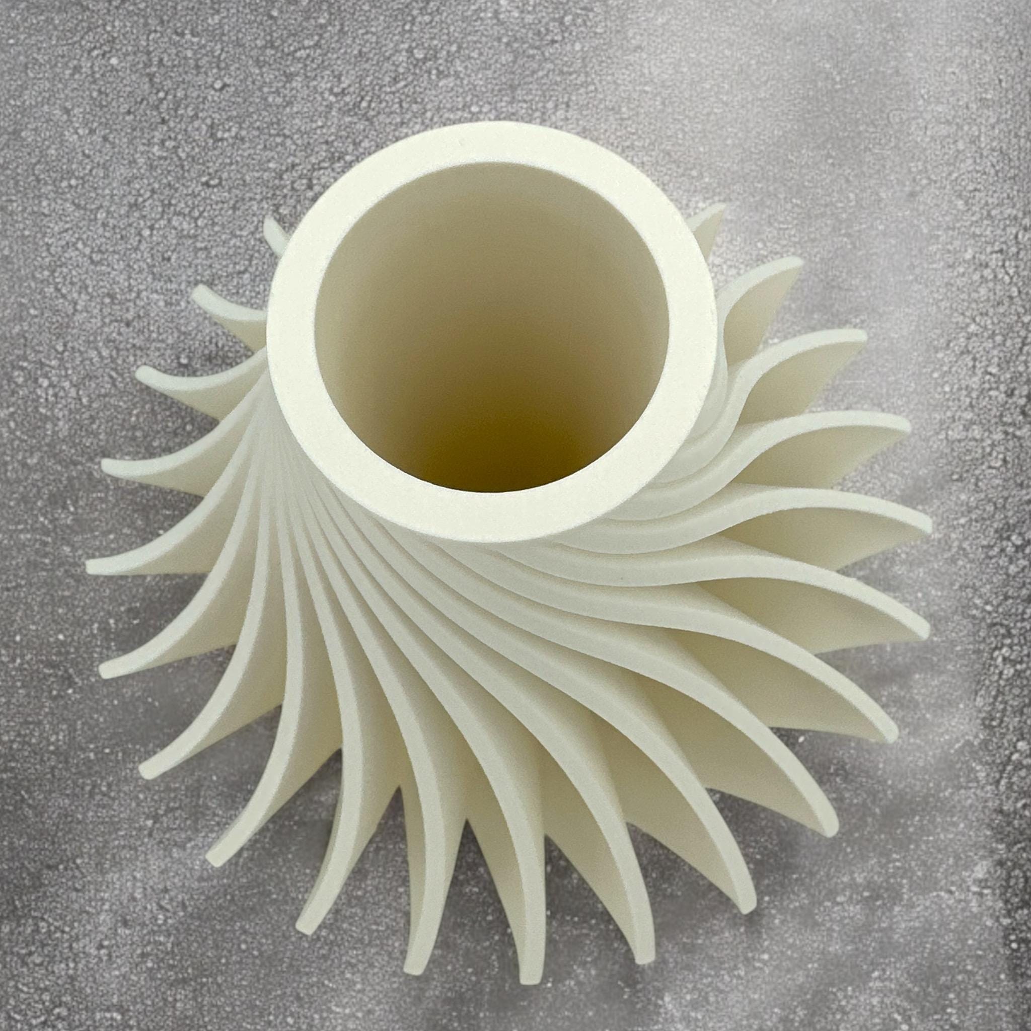 Spiral Vase twisted spiral detail – geometric ridge pattern sculptural decor