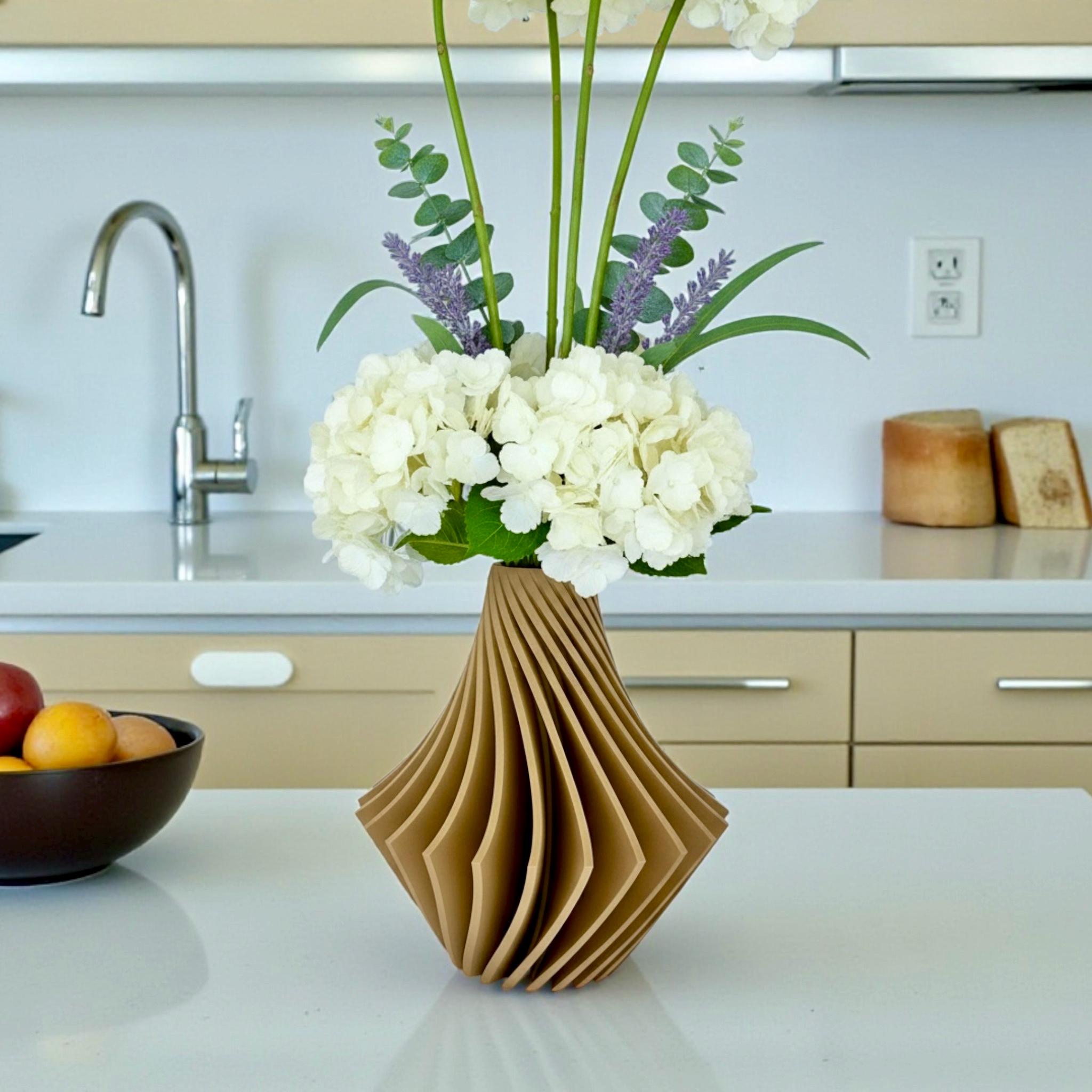 Spiral Vase twisted spiral detail – geometric ridge pattern sculptural decor