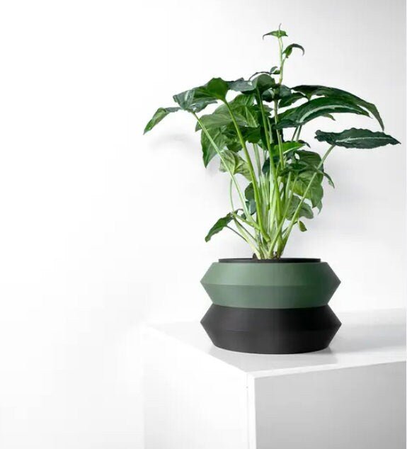 Modern Tiered Planter – Two - Tone Plant Pot, Houseplant Decor - Pashmation