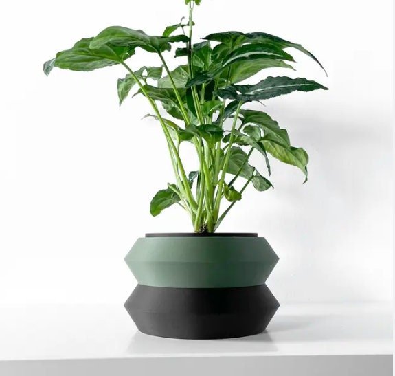 Modern Tiered Planter – Two - Tone Plant Pot, Houseplant Decor - Pashmation