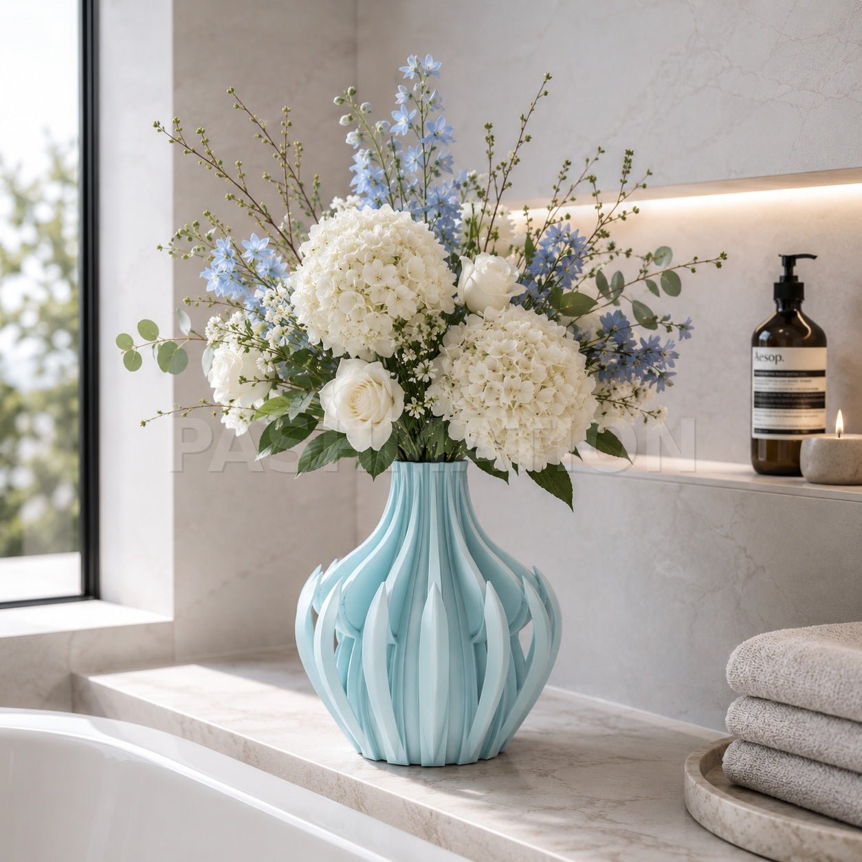 Modern Veno Vase: Vibrant Decorative Flower Centerpiece Holder for Home Decor Black White Printed Elegant Design by Pashmation