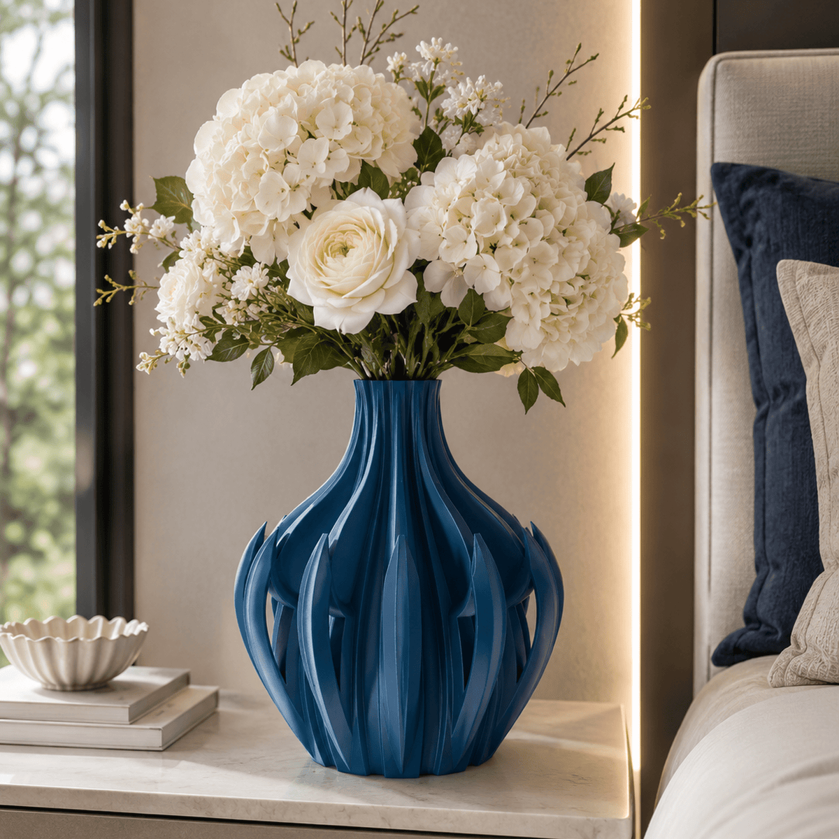 Modern Veno Vase: Vibrant Decorative Flower Centerpiece Holder for Home Decor Black White Printed Elegant Design by Pashmation