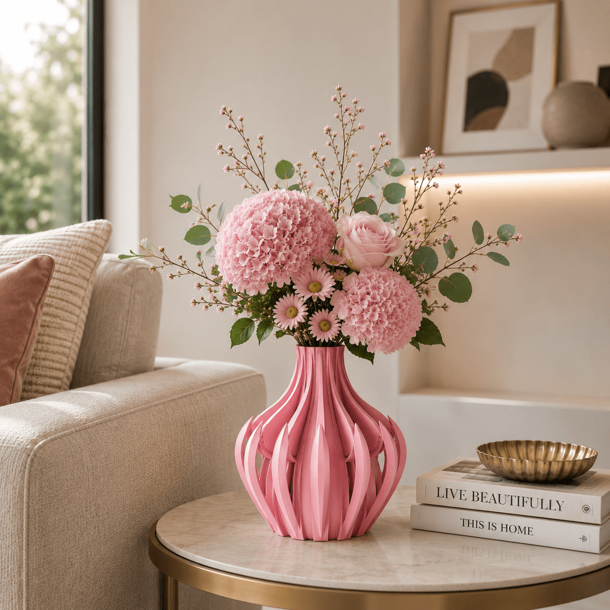 Modern Veno Vase: Vibrant Decorative Flower Centerpiece Holder for Home Decor Black White Printed Elegant Design by Pashmation
