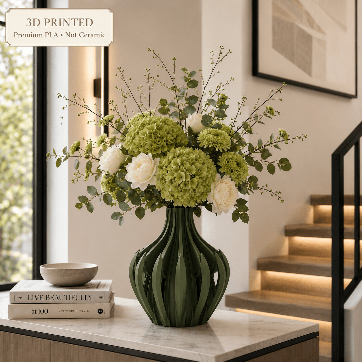 Modern Veno Vase: Vibrant Decorative Flower Centerpiece Holder for Home Decor Black White Printed Elegant Design by Pashmation