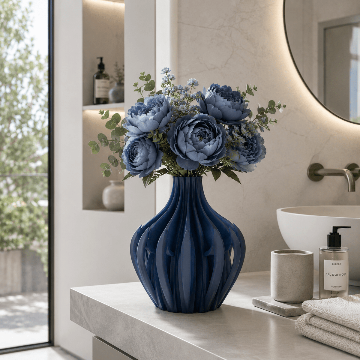 Modern Veno Vase: Vibrant Decorative Flower Centerpiece Holder for Home Decor Black White Printed Elegant Design by Pashmation