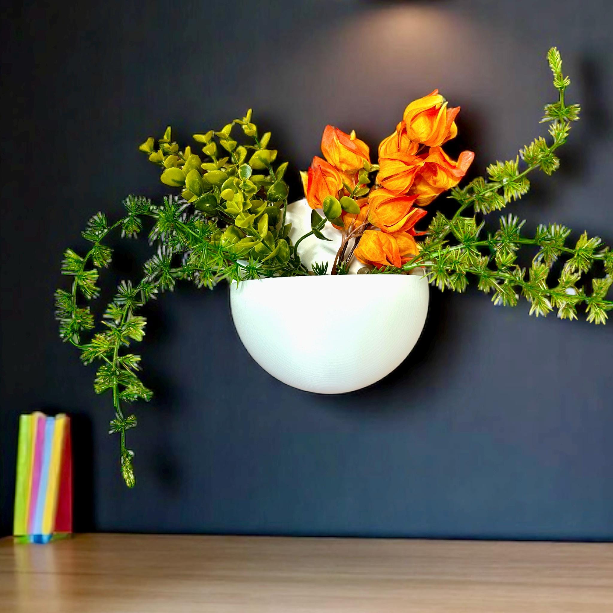 Modern Wall Planter: 3D Printed PLA Semi - Sphere - HaloPod Design - PashmationIndoor Planters